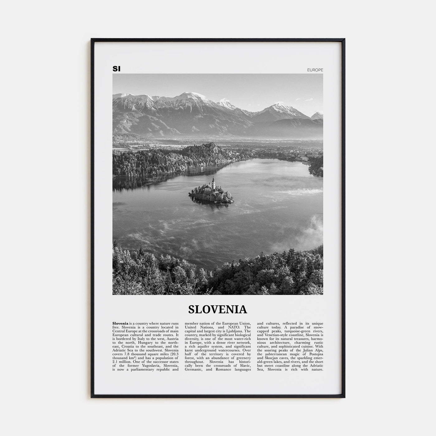 Slovenia Travel B&W Poster