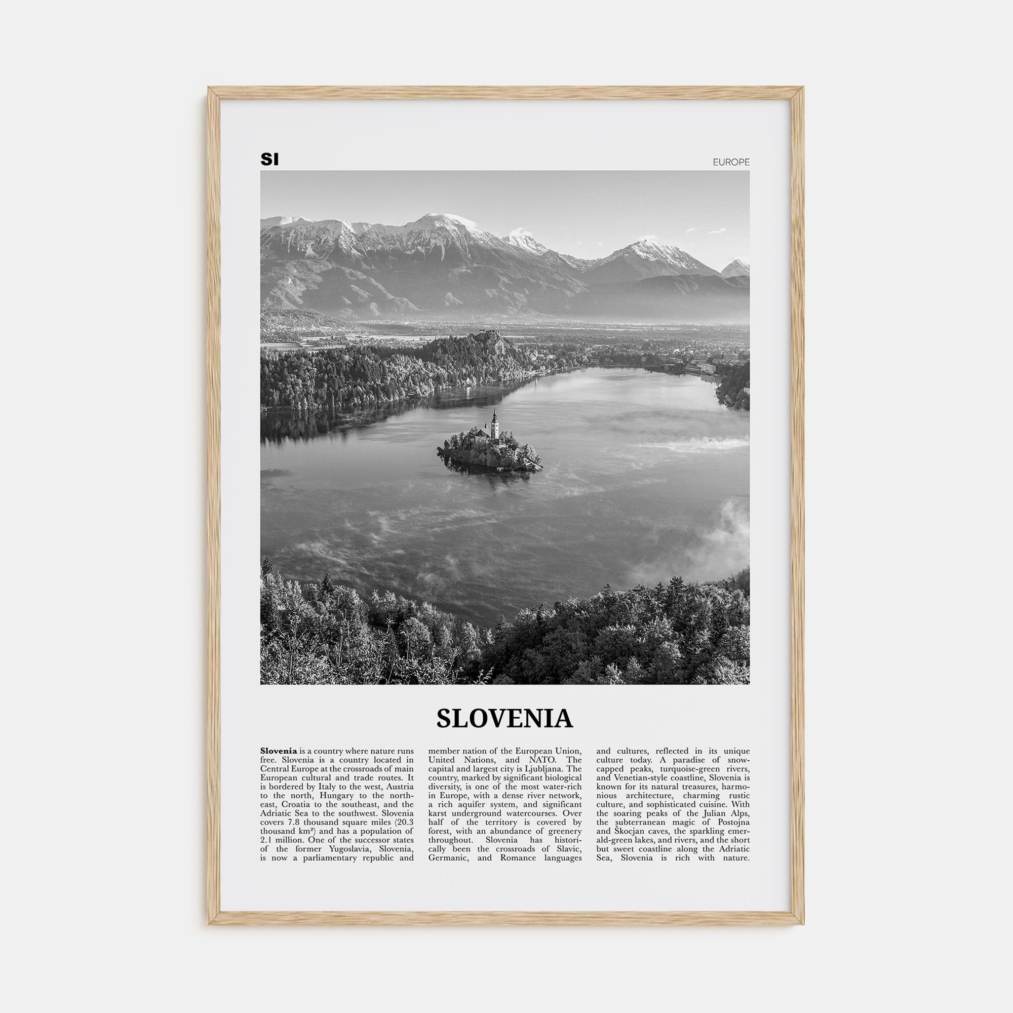 Slovenia Travel B&W Poster
