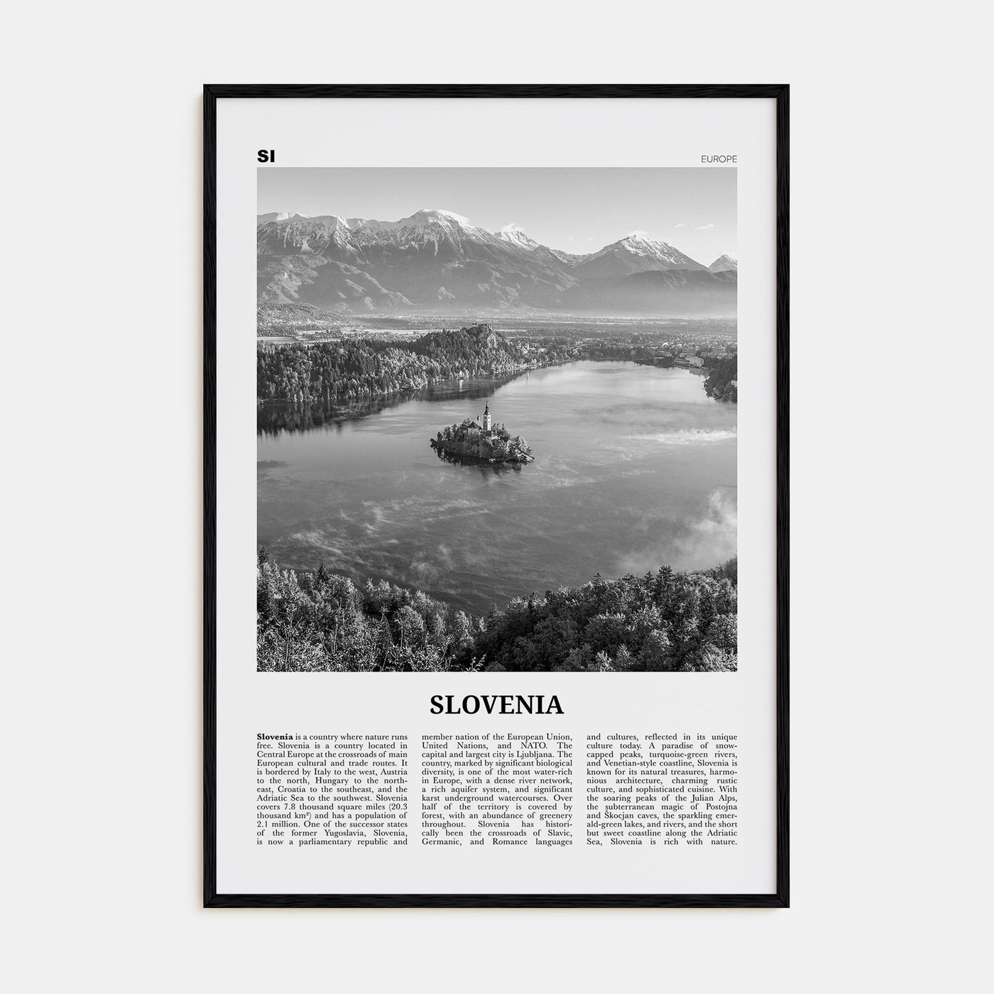 Slovenia Travel B&W Poster