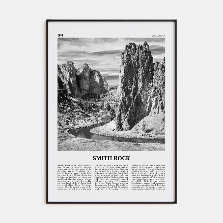 Smith Rock State Park Travel B&W Poster