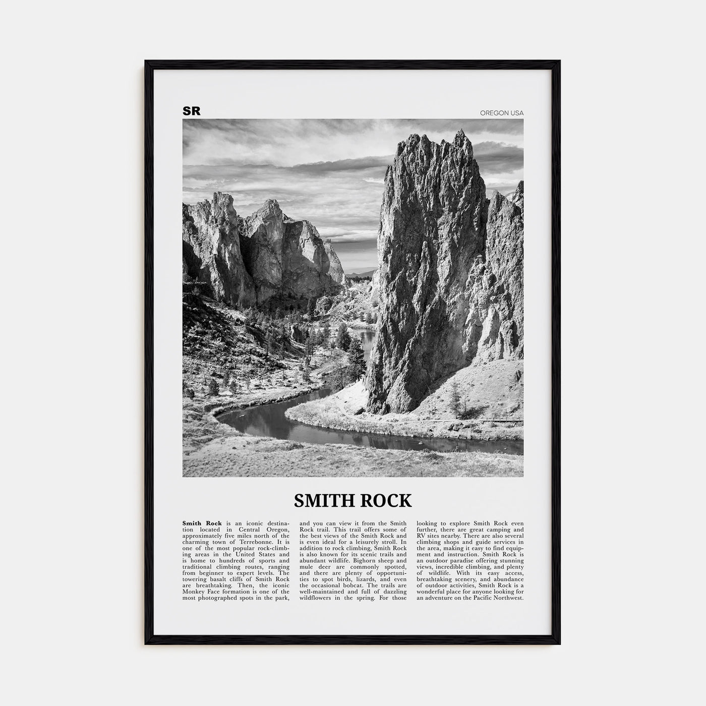 Smith Rock State Park Travel B&W Poster