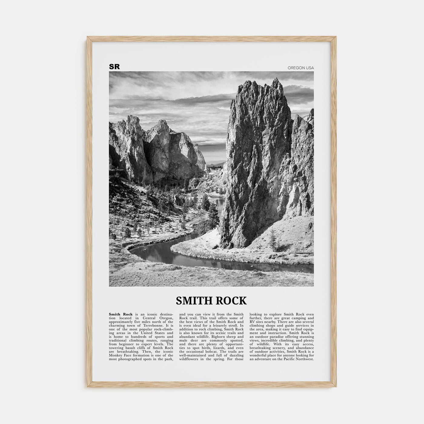 Smith Rock State Park Travel B&W Poster