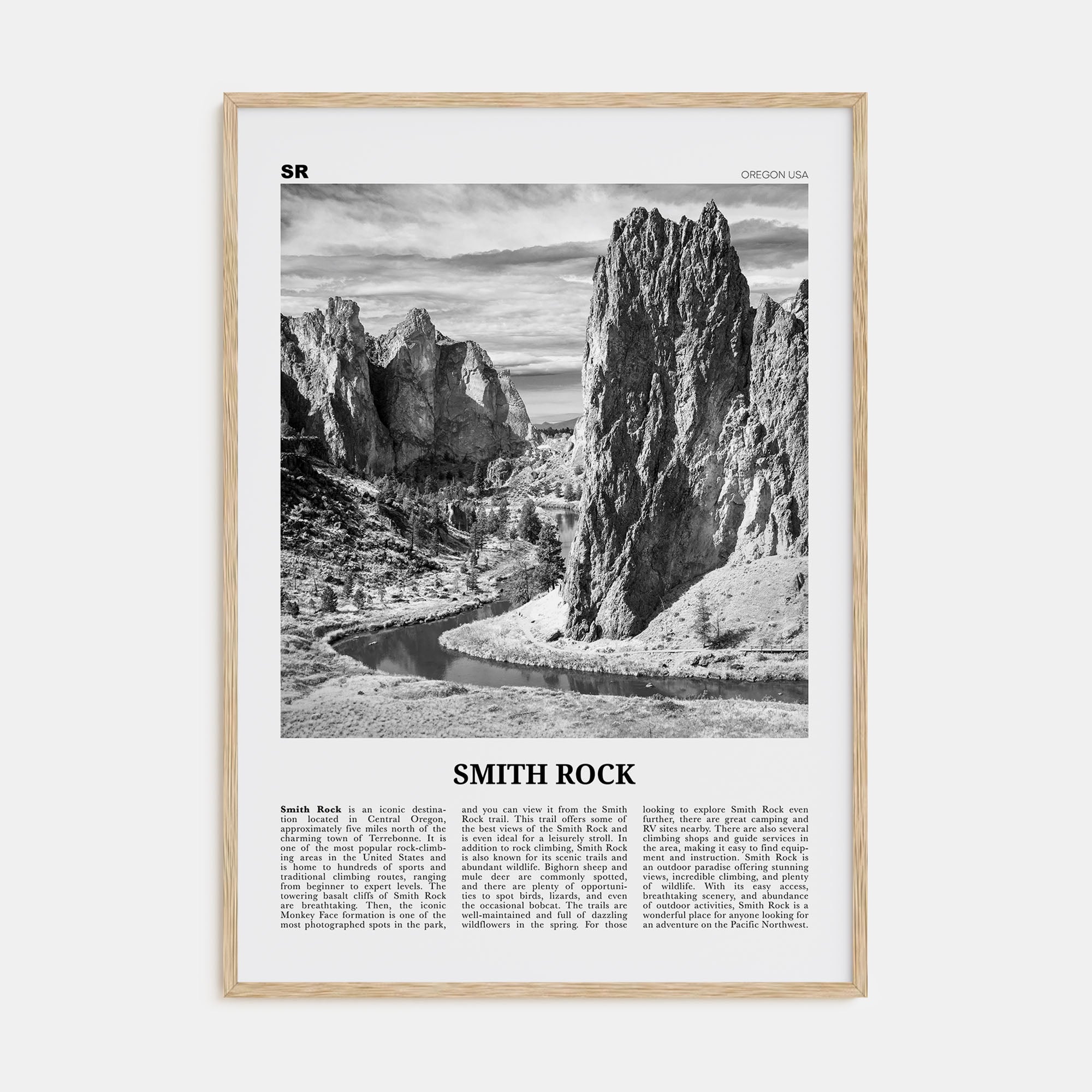 Smith Rock State Park Travel B&W Poster