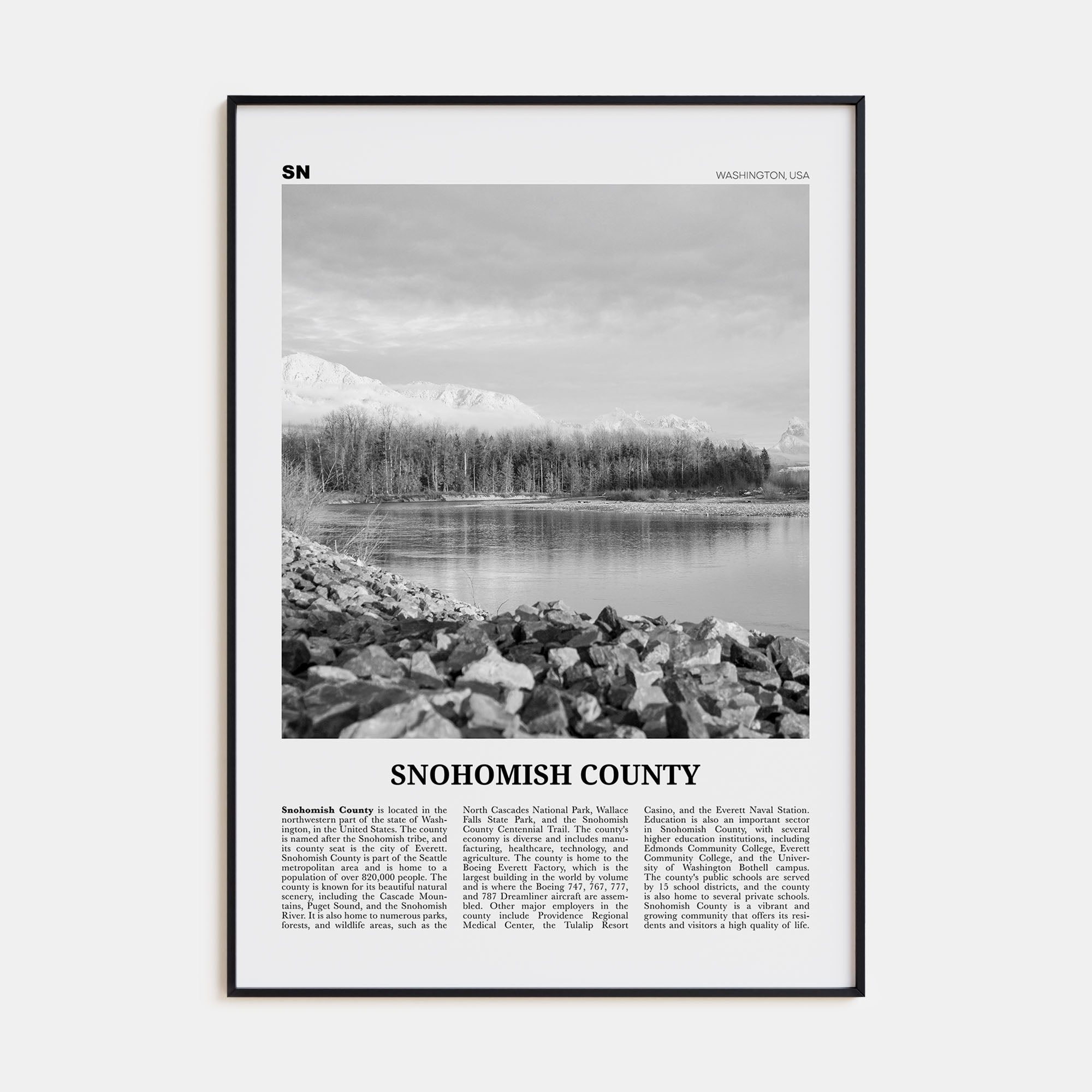 Snohomish County Travel B&W Poster