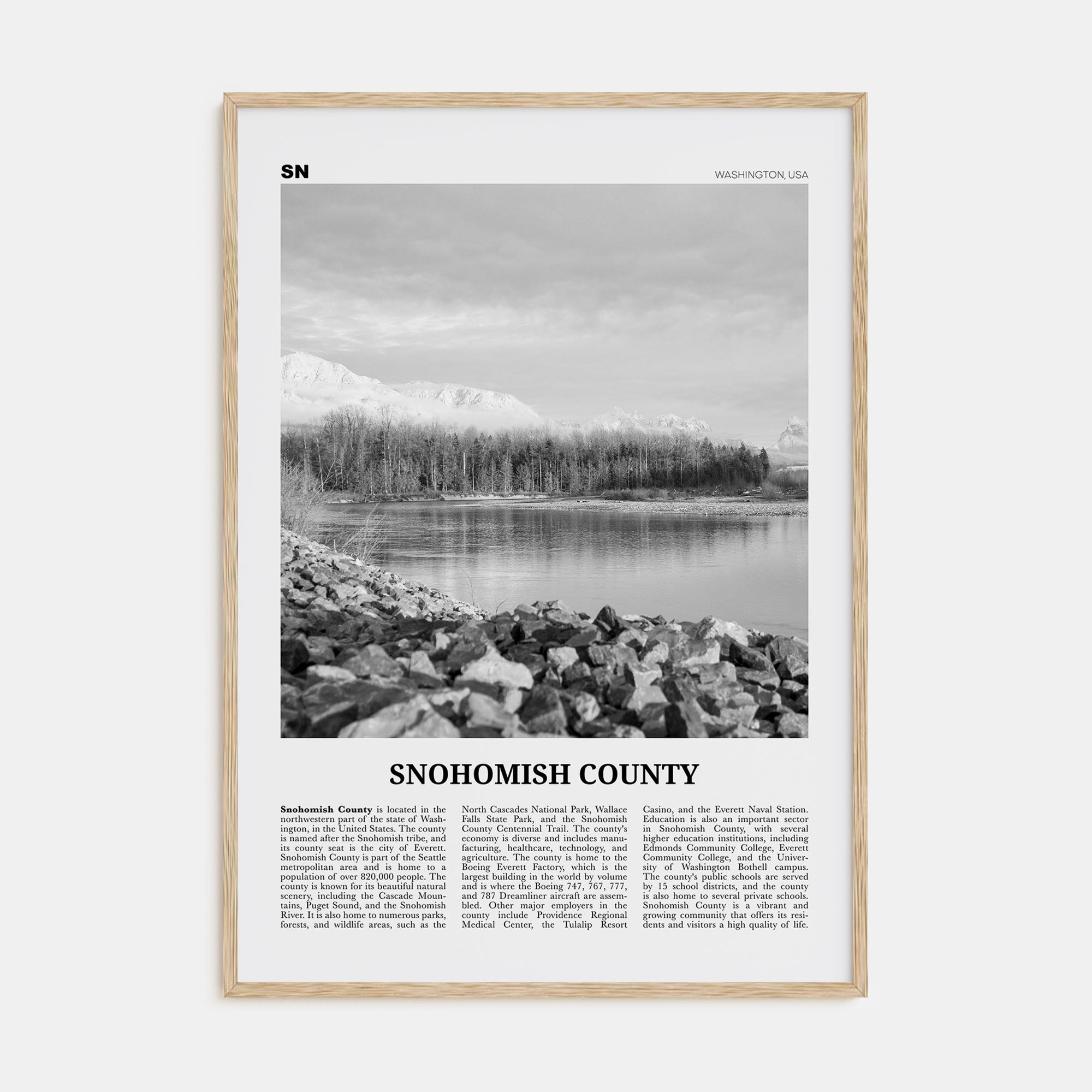 Snohomish County Travel B&W Poster