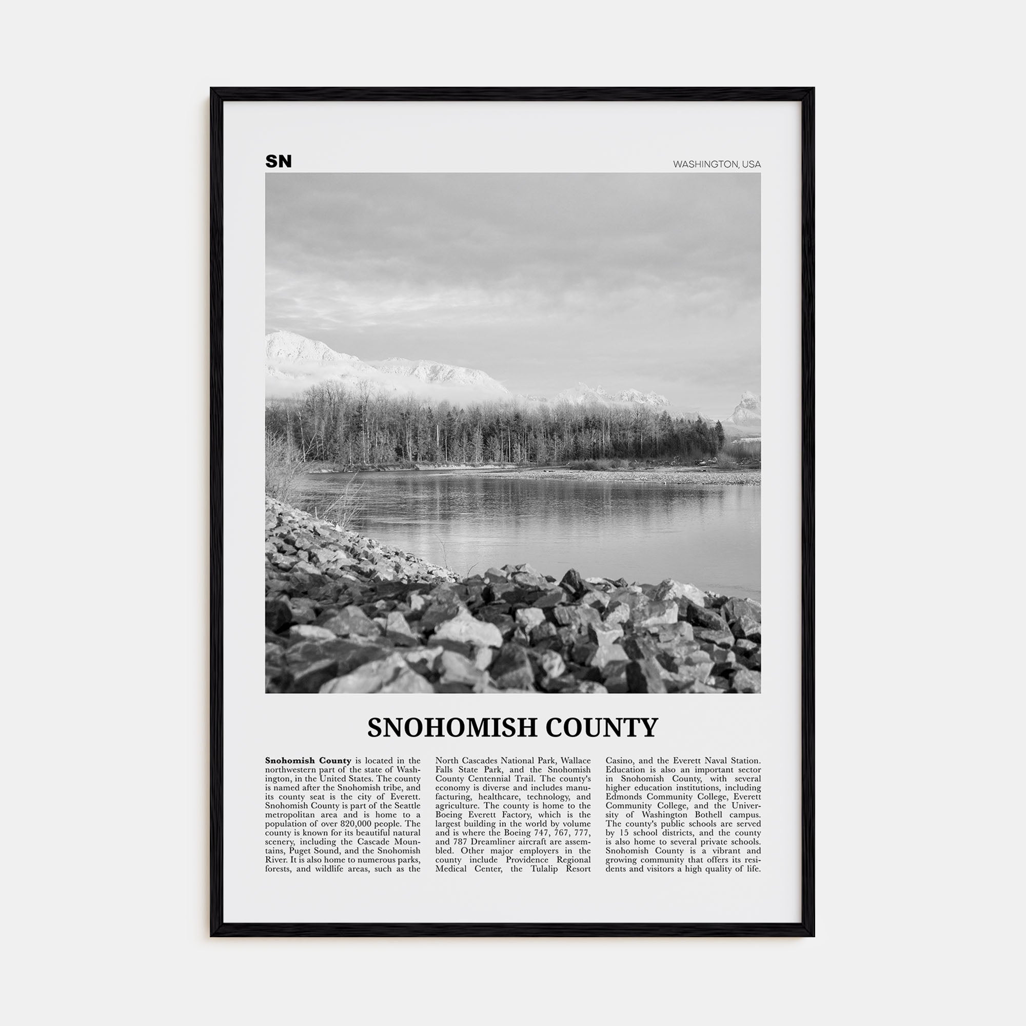 Snohomish County Travel B&W Poster