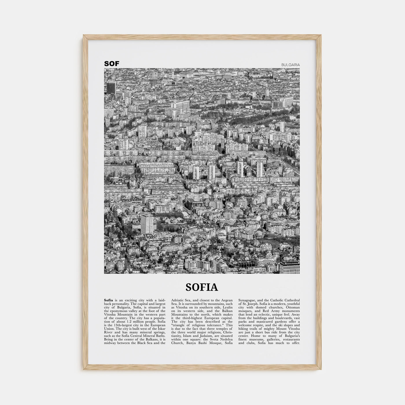 Sofia Travel B&W Poster