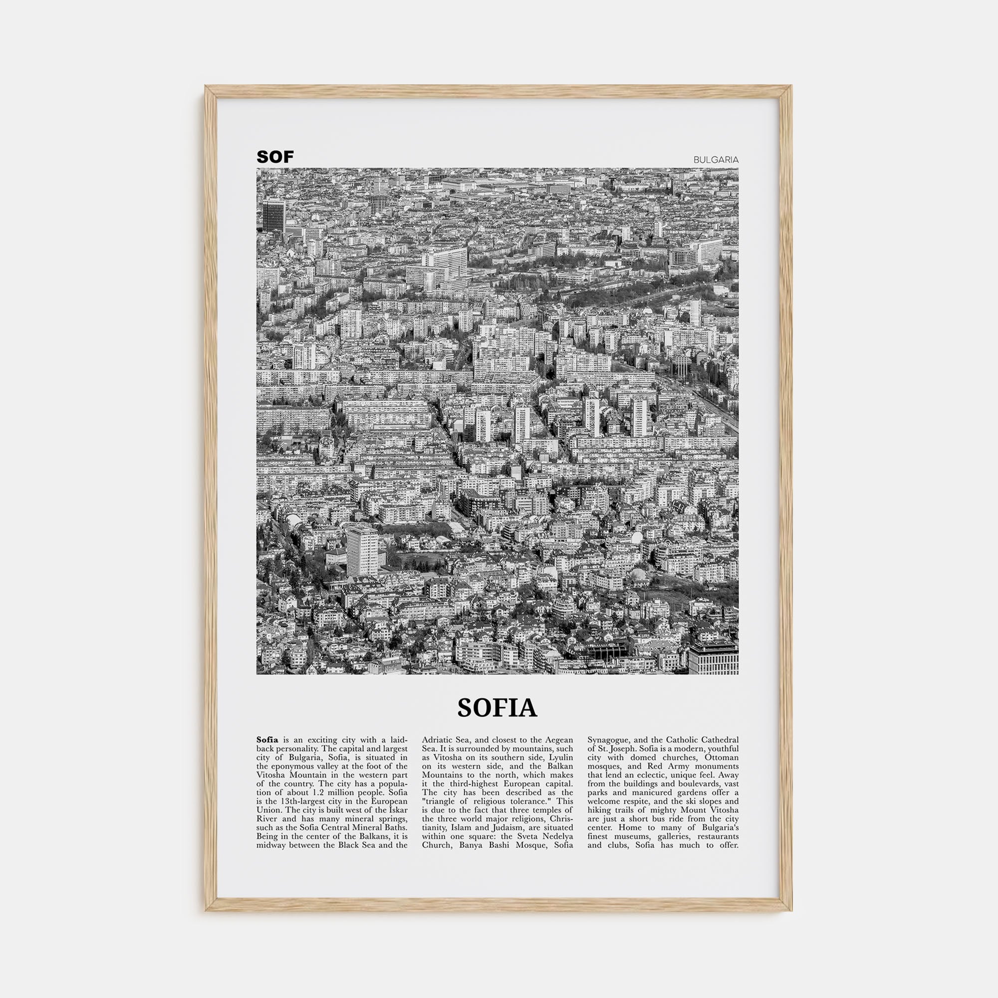 Sofia Travel B&W Poster