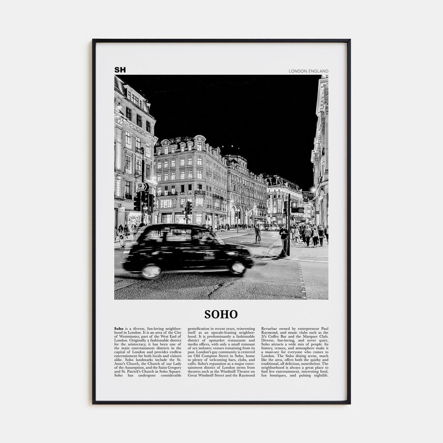Soho, London Travel B&W No 1 Poster