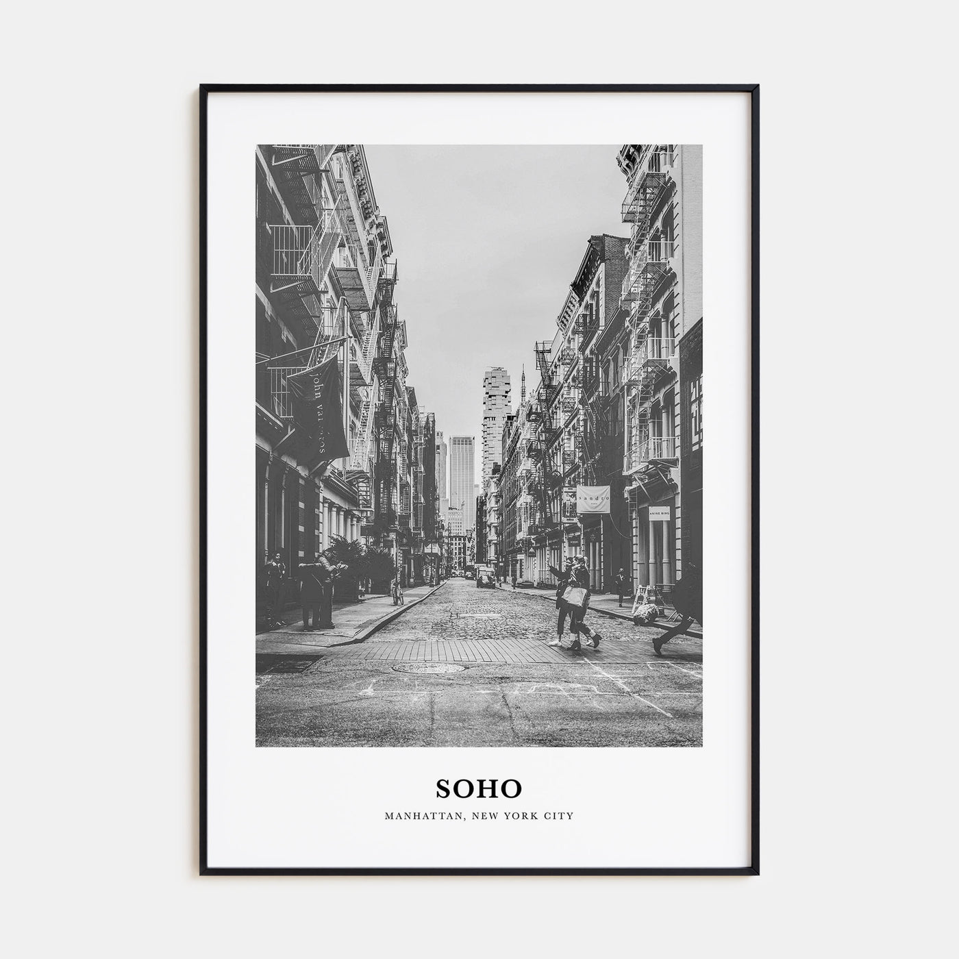 SoHo, New York City Portrait B&W No 1 Poster