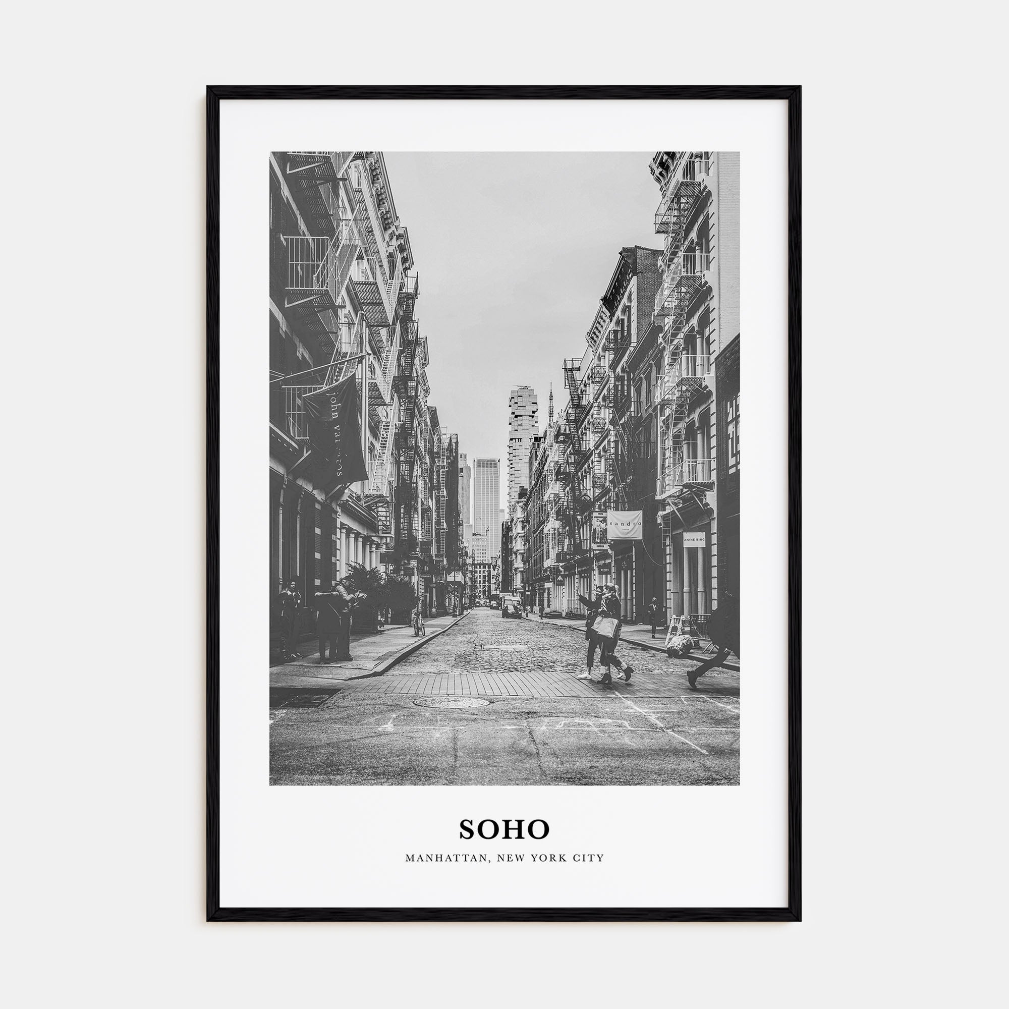 SoHo, New York City Portrait B&W No 1 Poster
