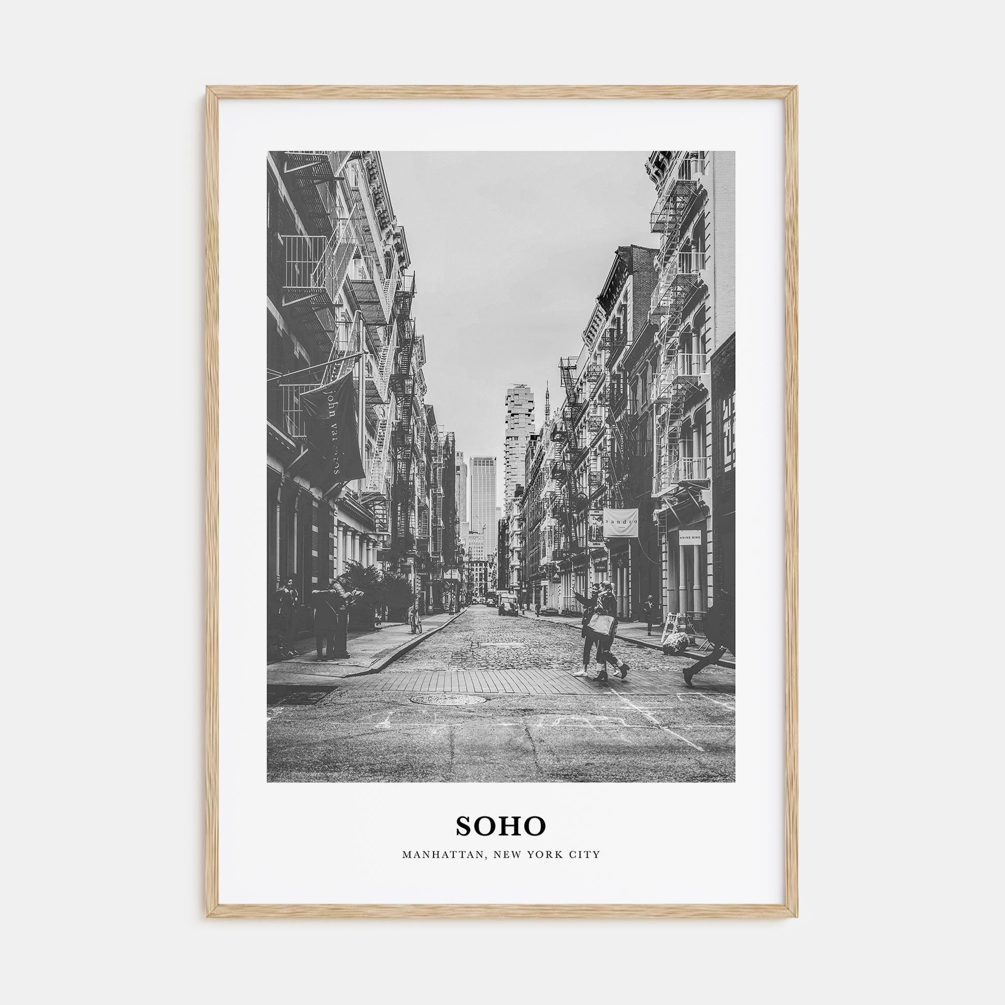 SoHo, New York City Portrait B&W No 1 Poster