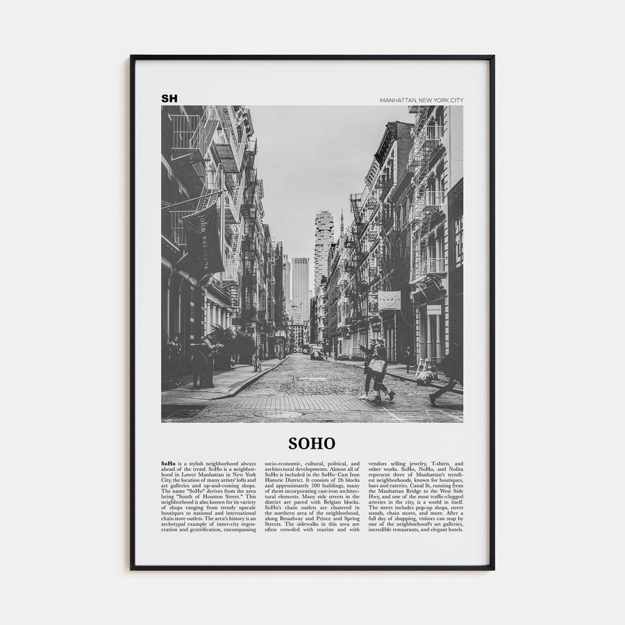 SoHo, New York City Travel B&W No 1 Poster