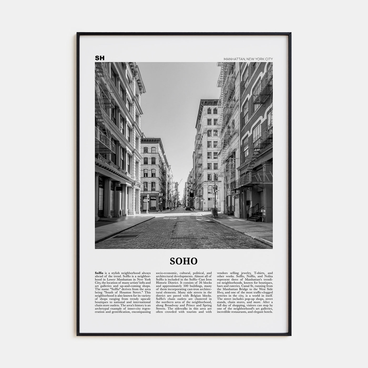 SoHo, New York City Travel B&W No 2 Poster