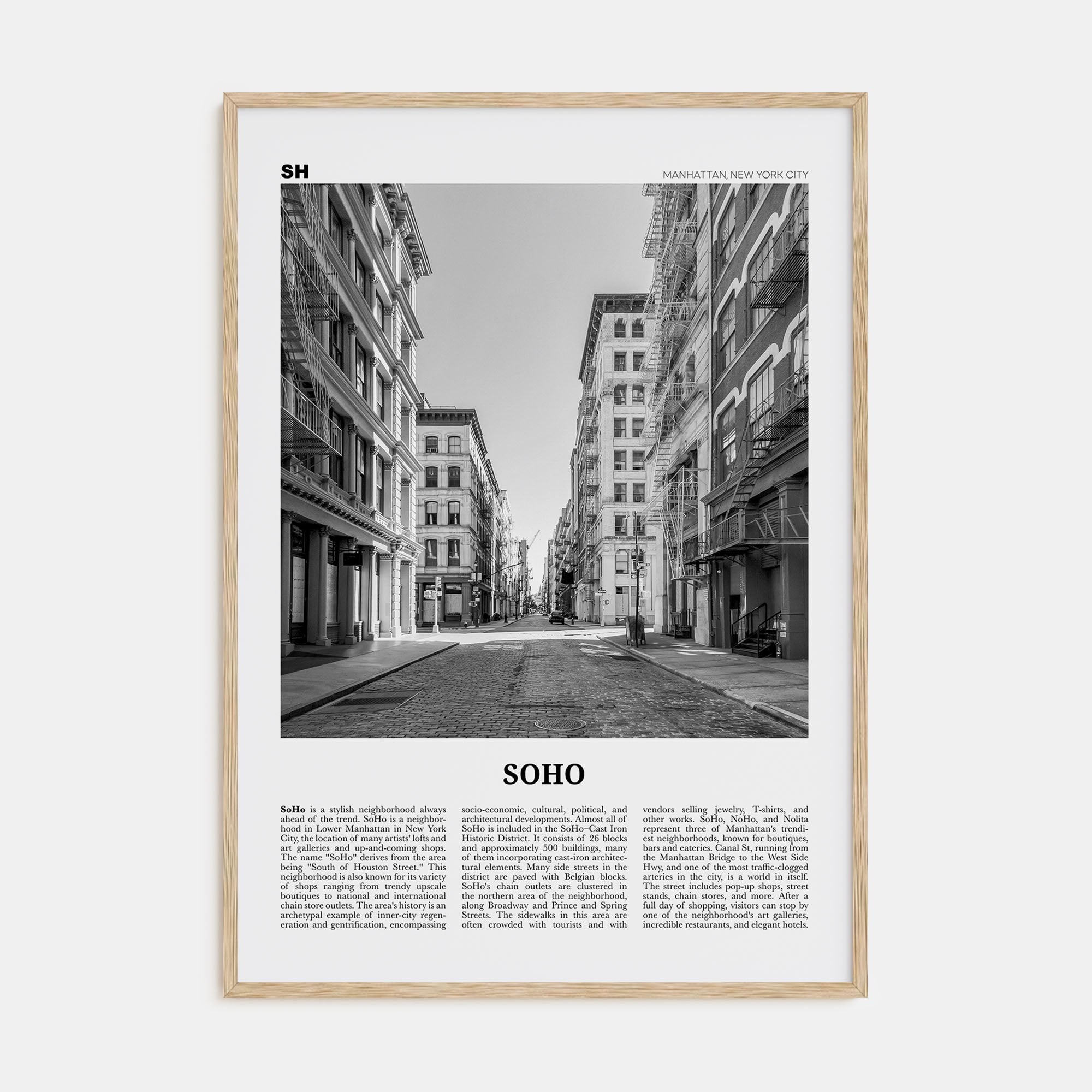 SoHo, New York City Travel B&W No 2 Poster