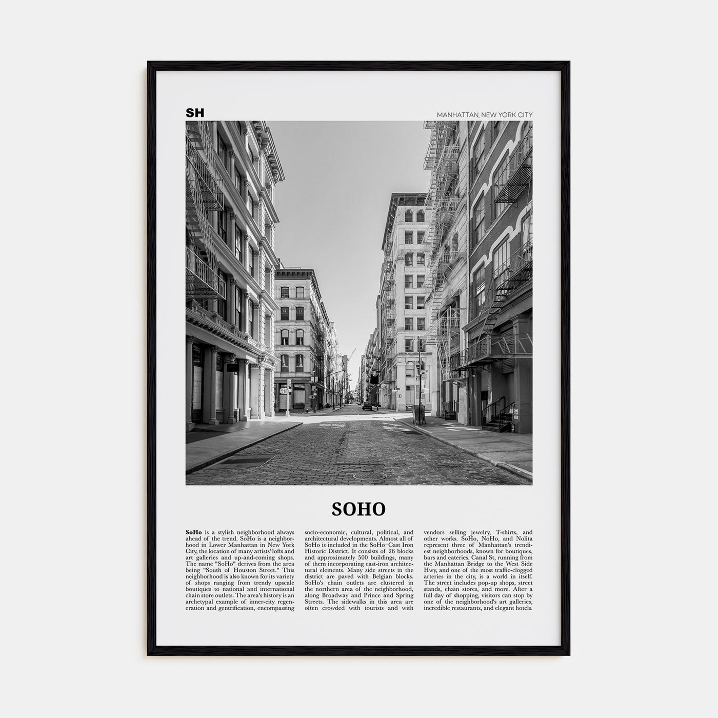 SoHo, New York City Travel B&W No 2 Poster