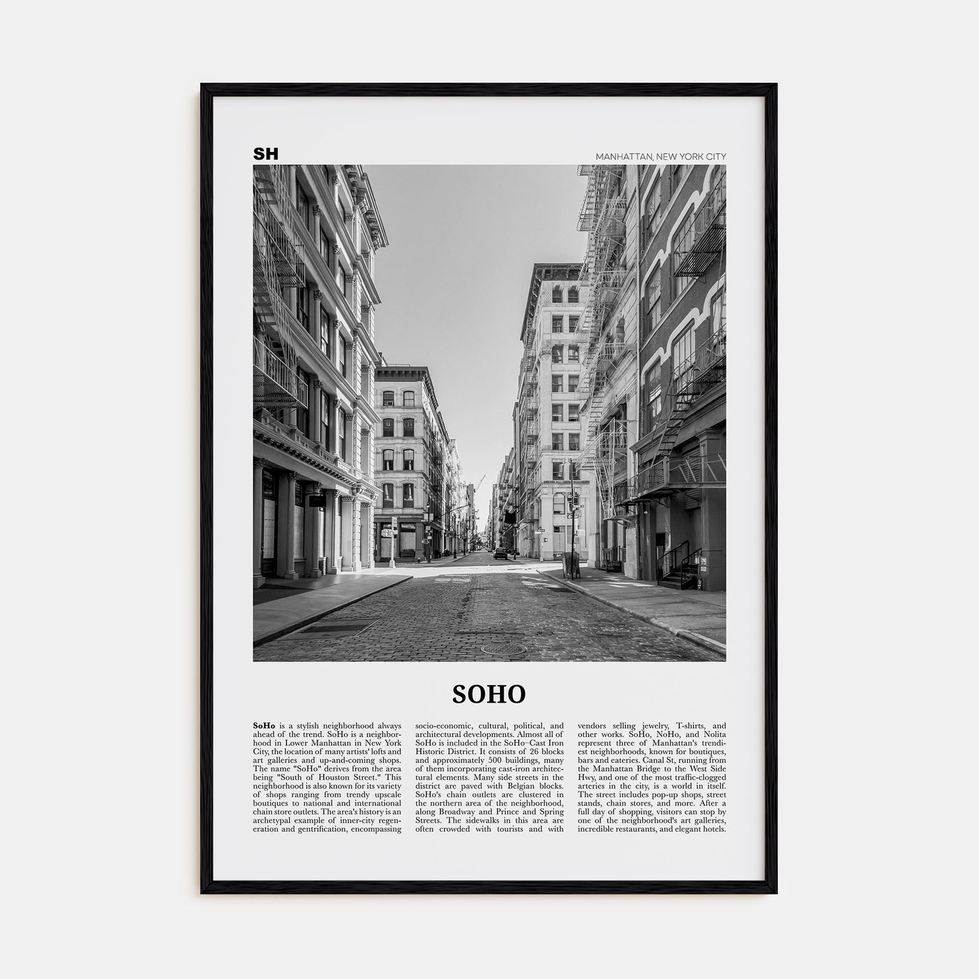 SoHo, New York City Travel B&W No 2 Poster