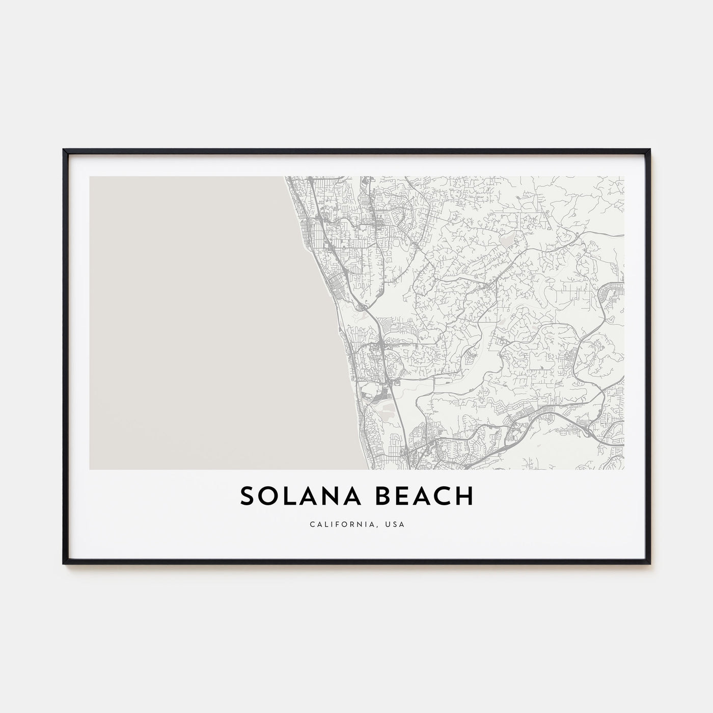 Solana Beach Map Landscape Poster