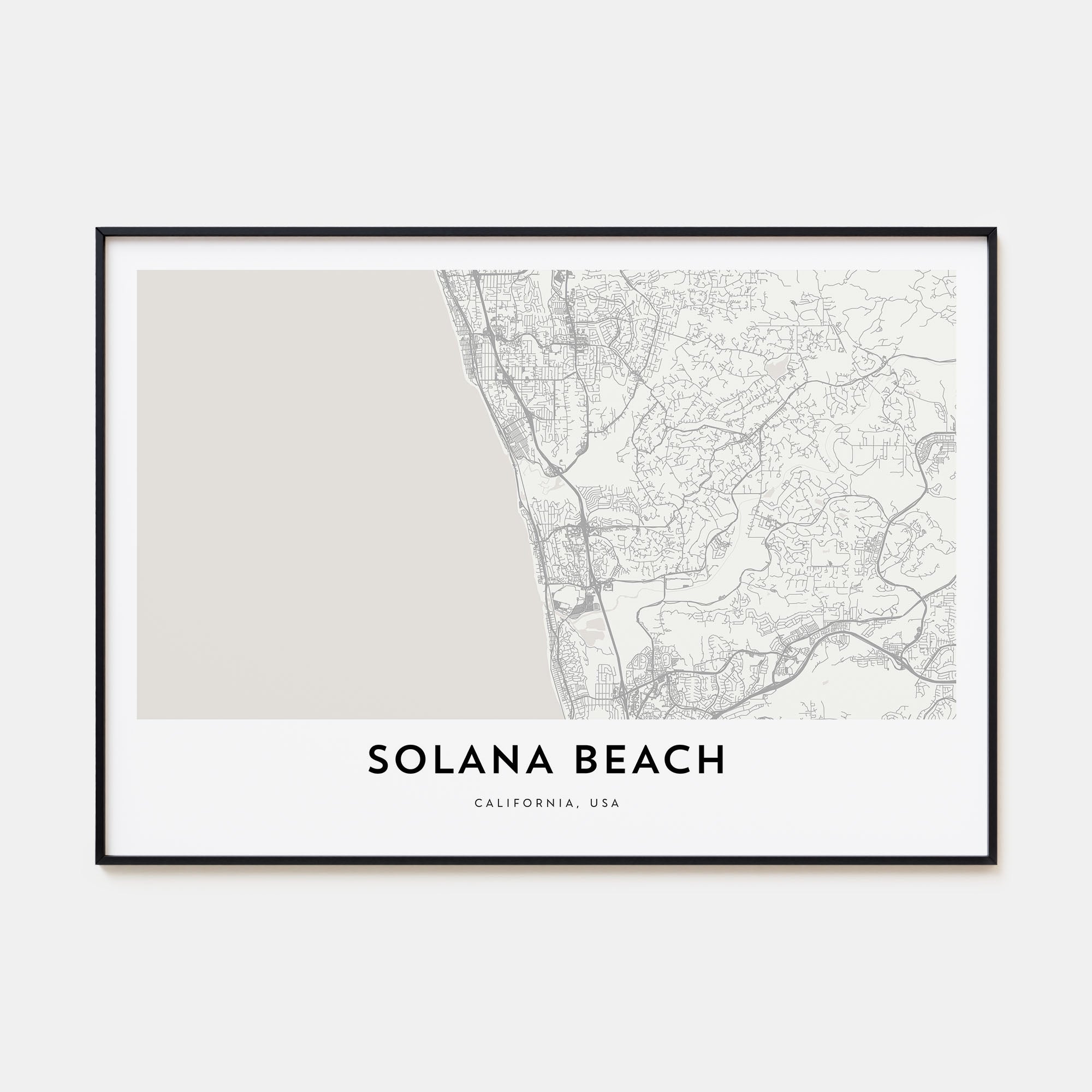 Solana Beach Map Landscape Poster