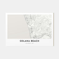 Solana Beach Map Landscape Poster