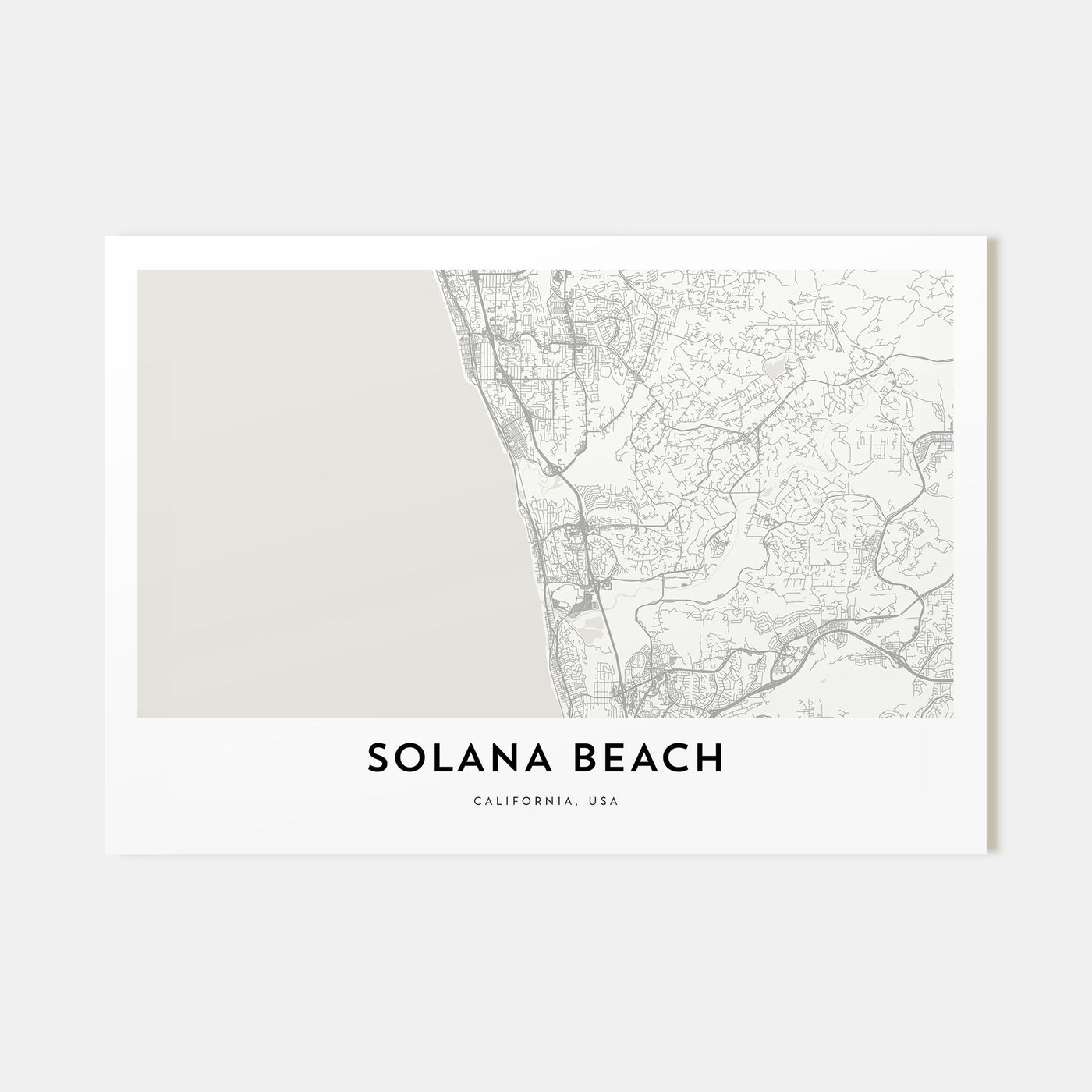 Solana Beach Map Landscape Poster