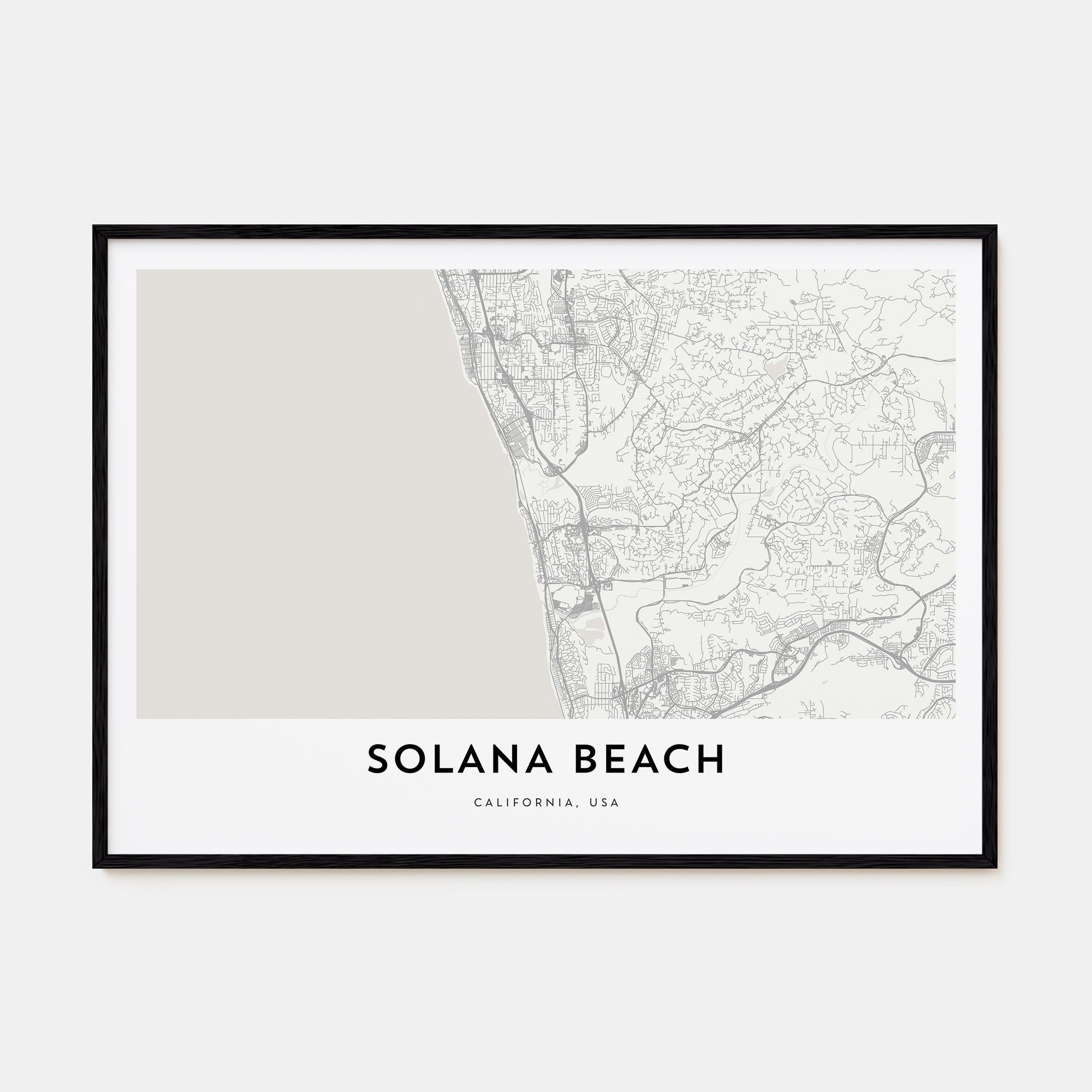 Solana Beach Map Landscape Poster