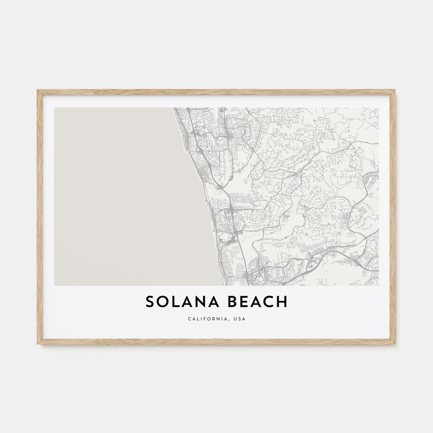 Solana Beach Map Landscape Poster