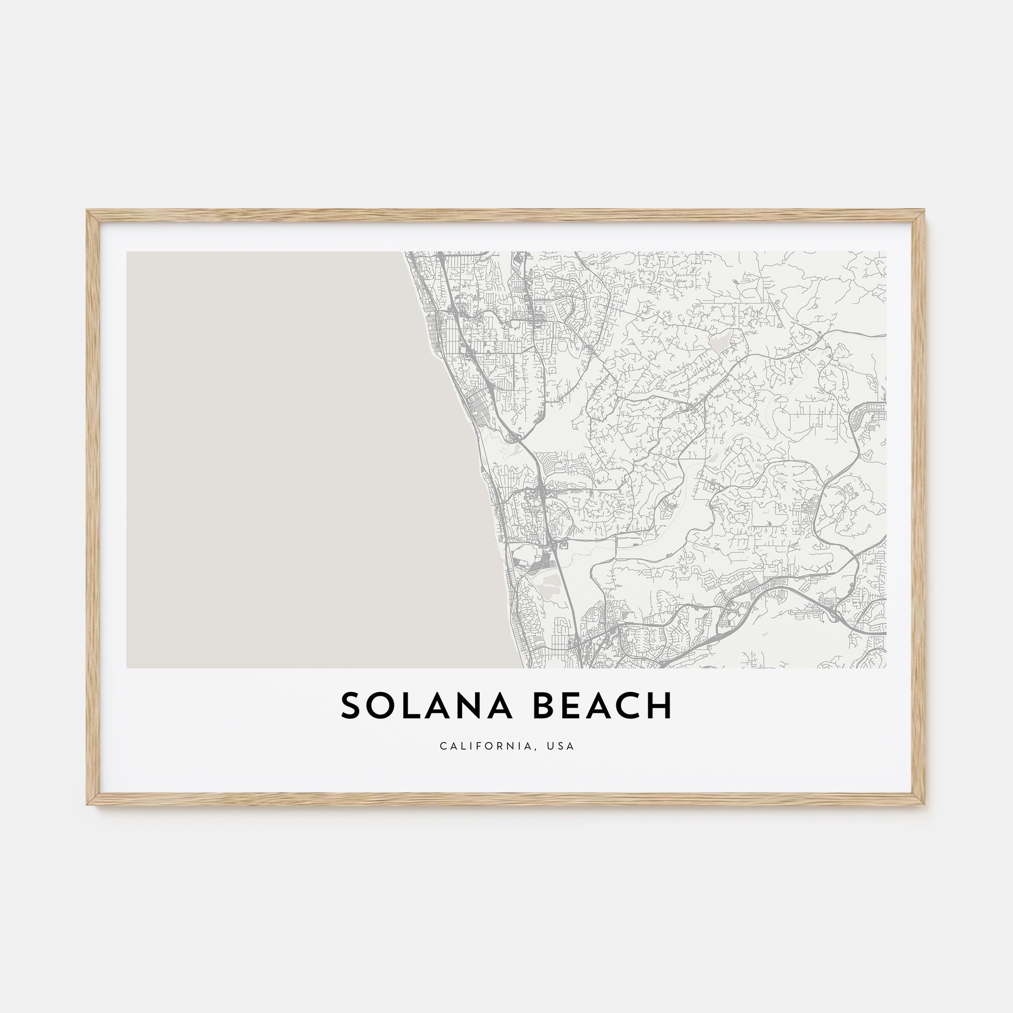 Solana Beach Map Landscape Poster