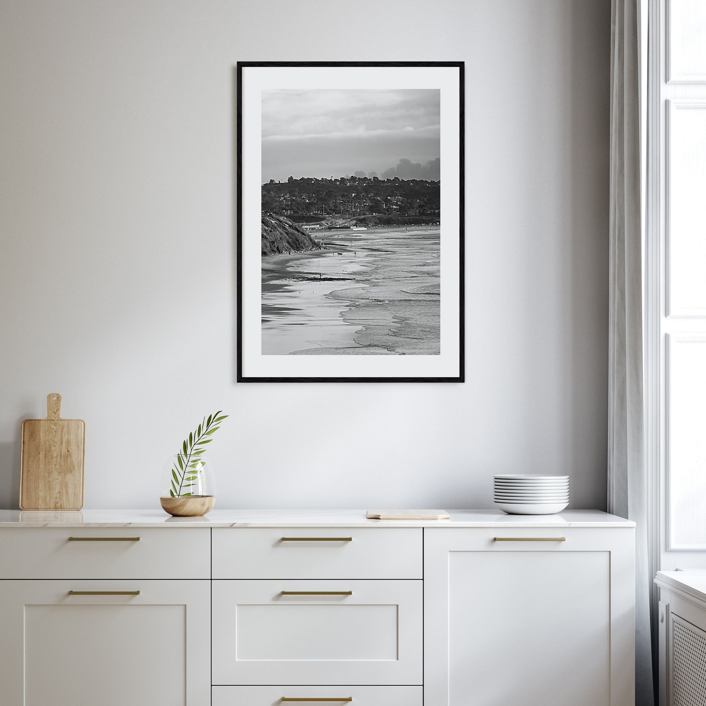 Solana Beach Photo B&W Poster