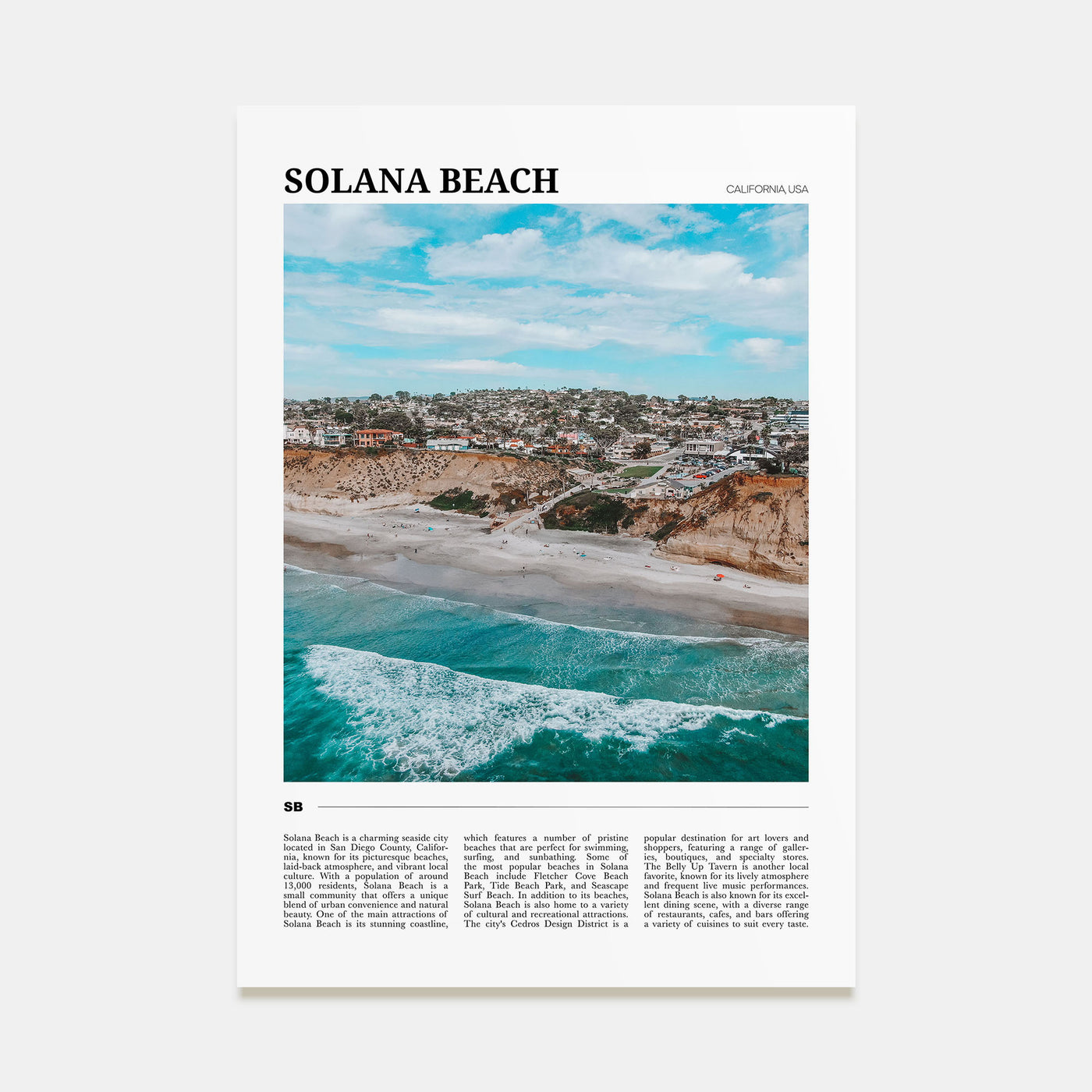 Solana Beach Travel Color Poster
