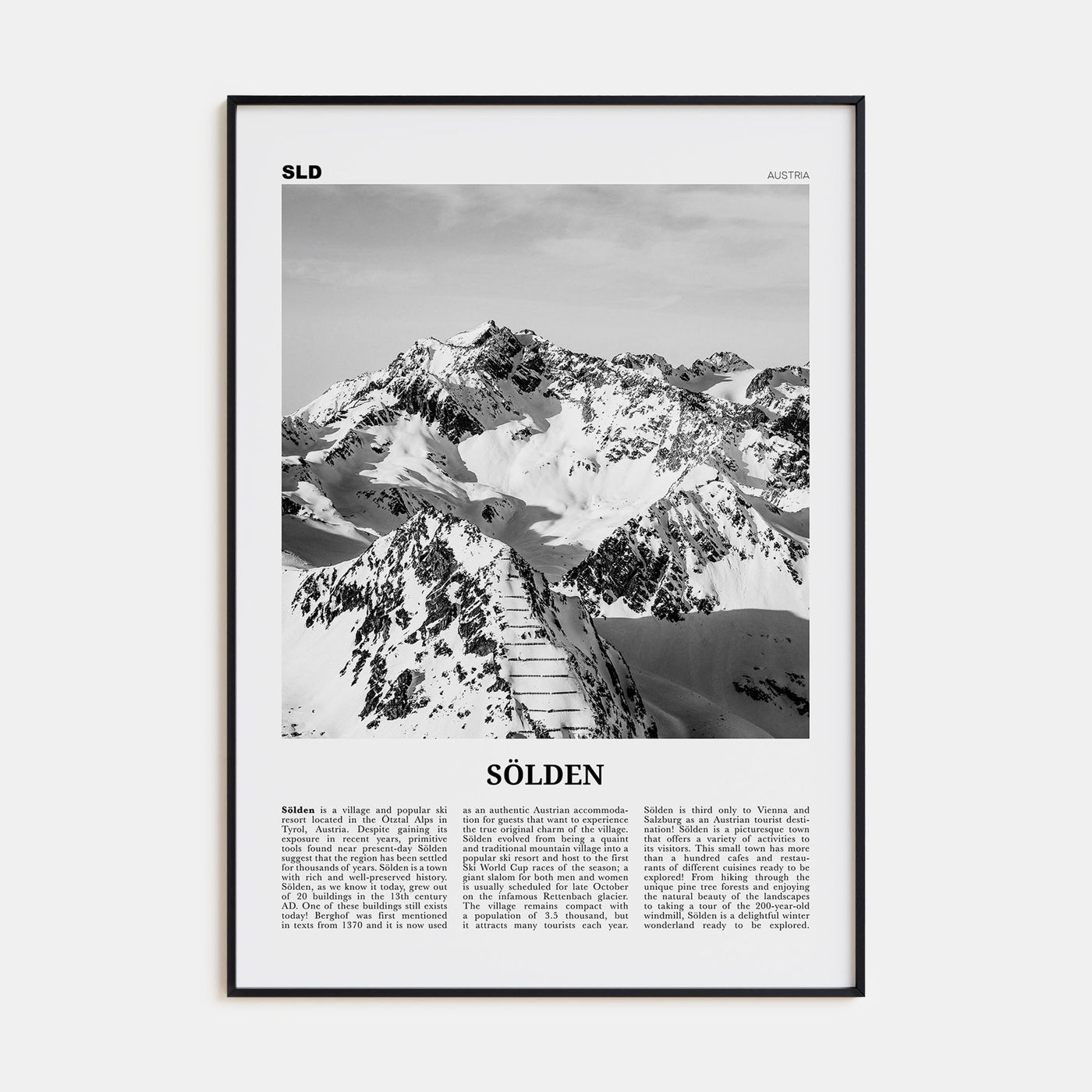 Sölden Travel B&W Poster