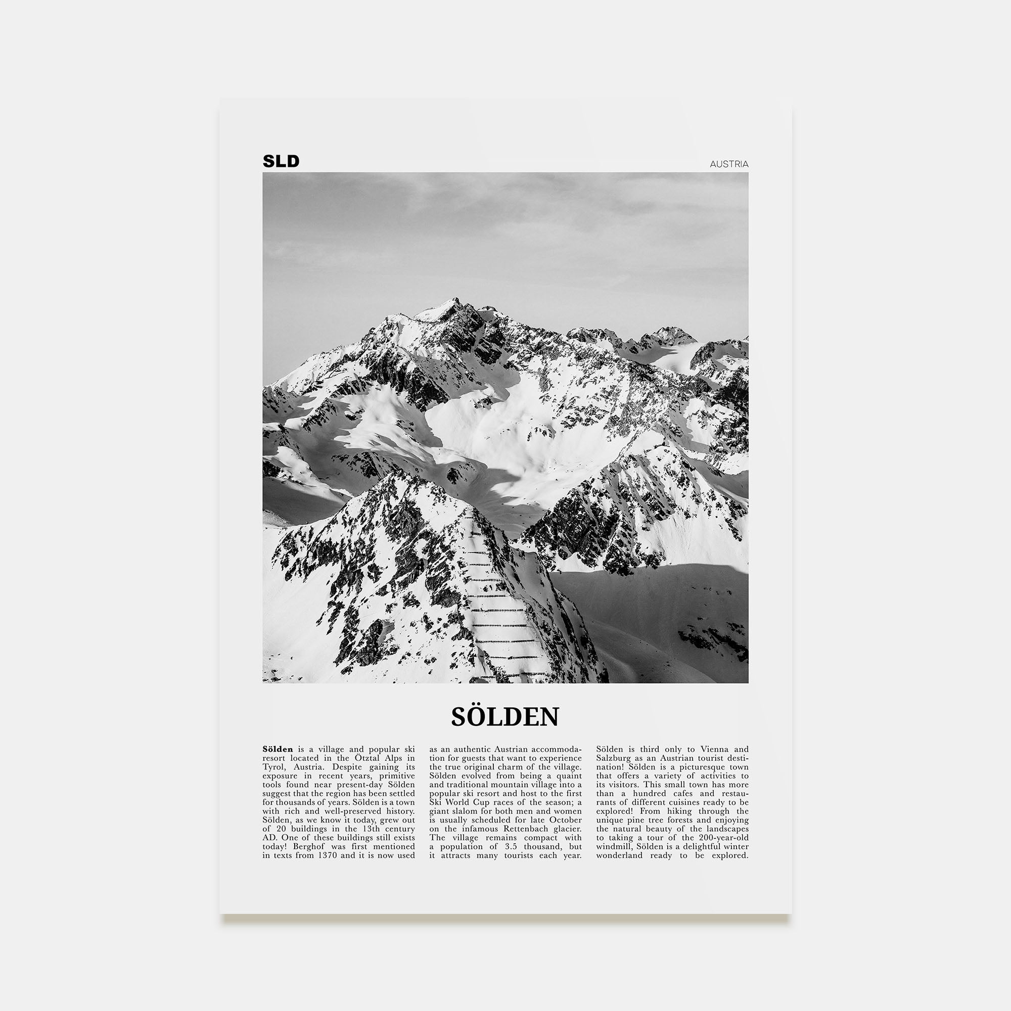 Sölden Travel B&W Poster