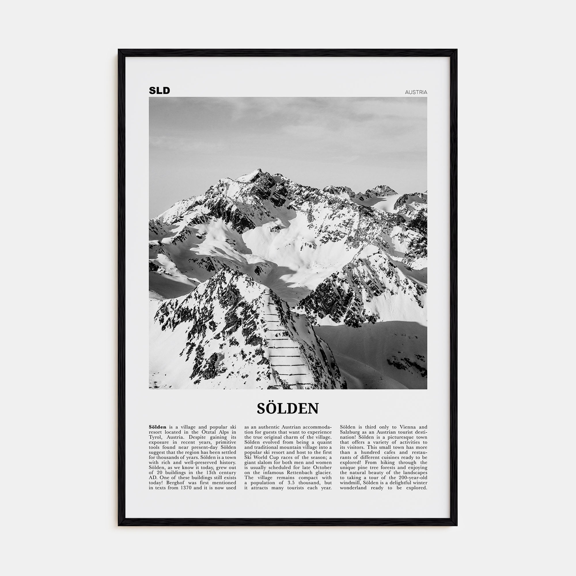 Sölden Travel B&W Poster