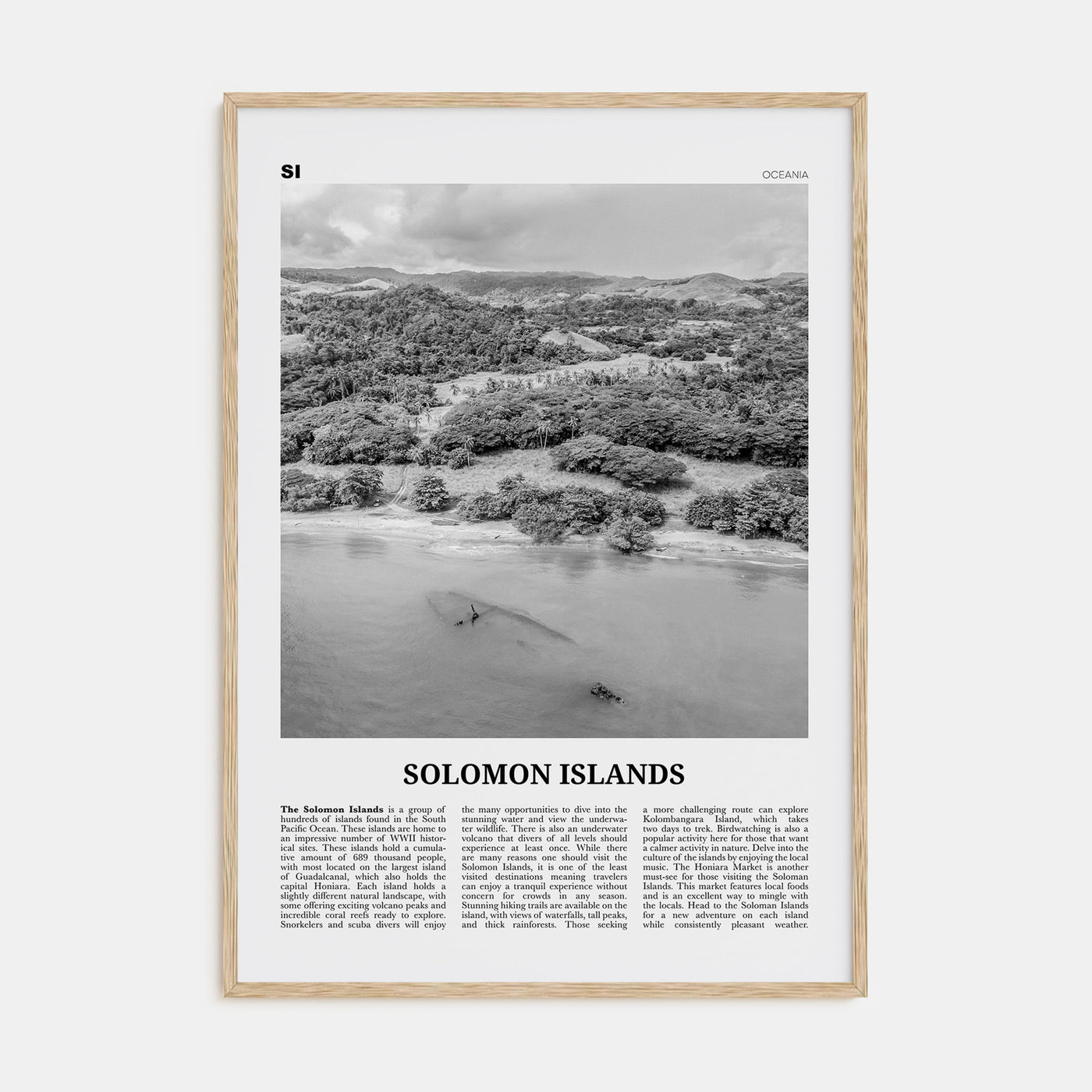 Solomon Islands Travel B&W Poster