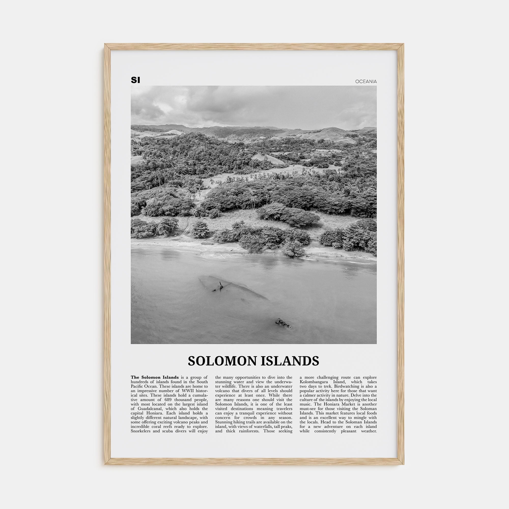 Solomon Islands Travel B&W Poster