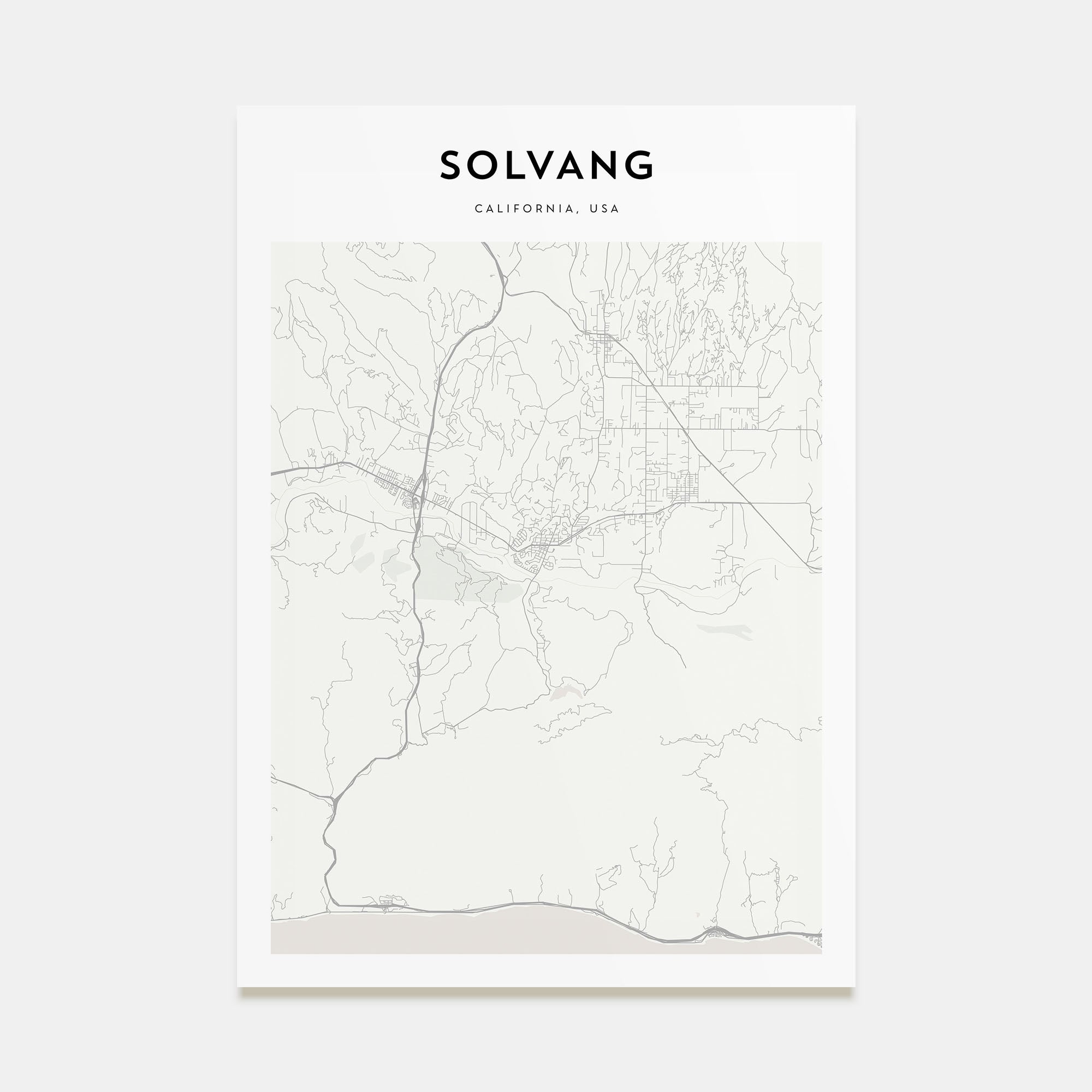Solvang Map Portrait Poster