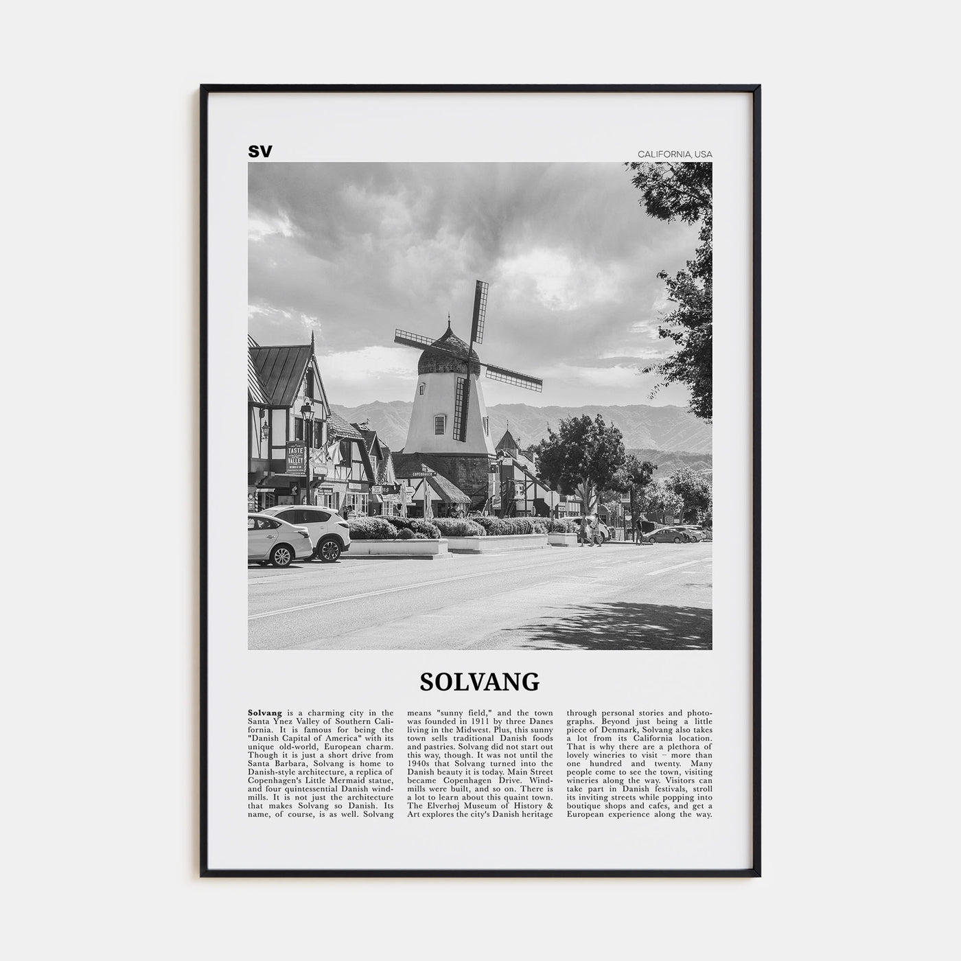 Solvang Travel B&W Poster