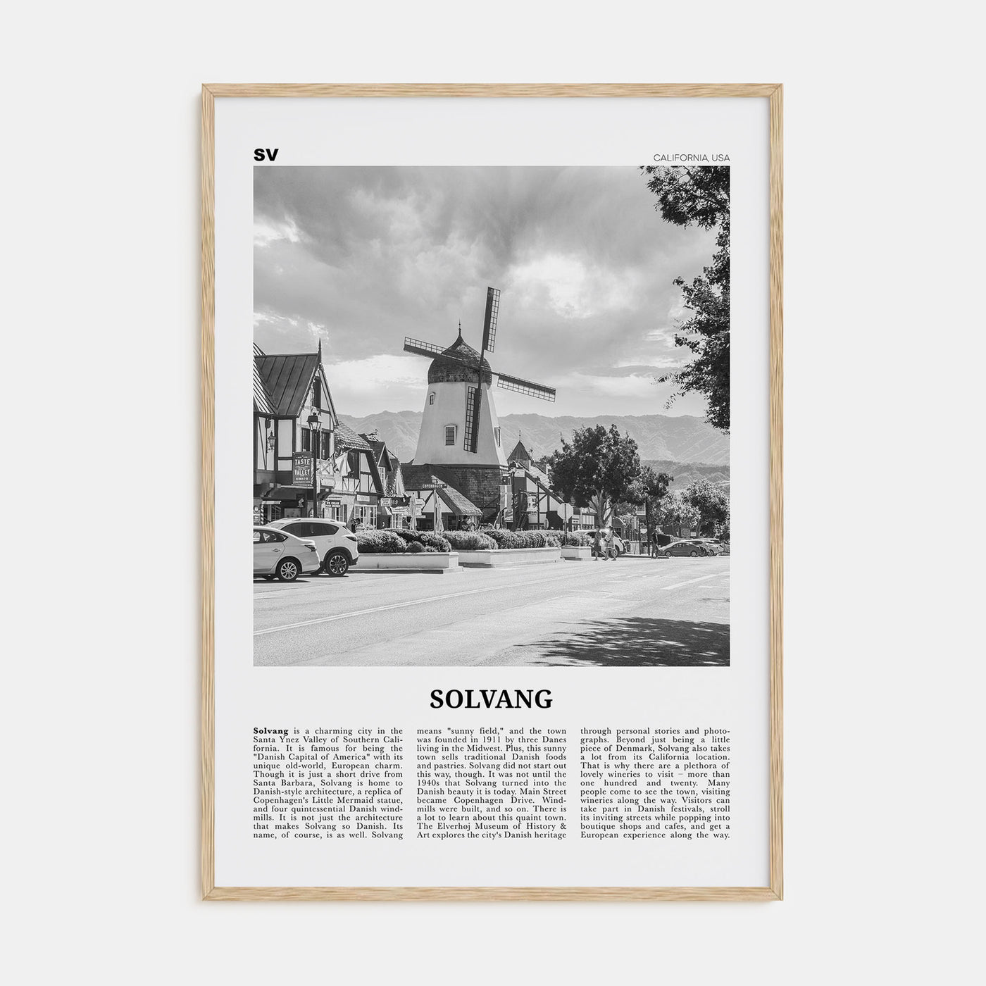 Solvang Travel B&W Poster