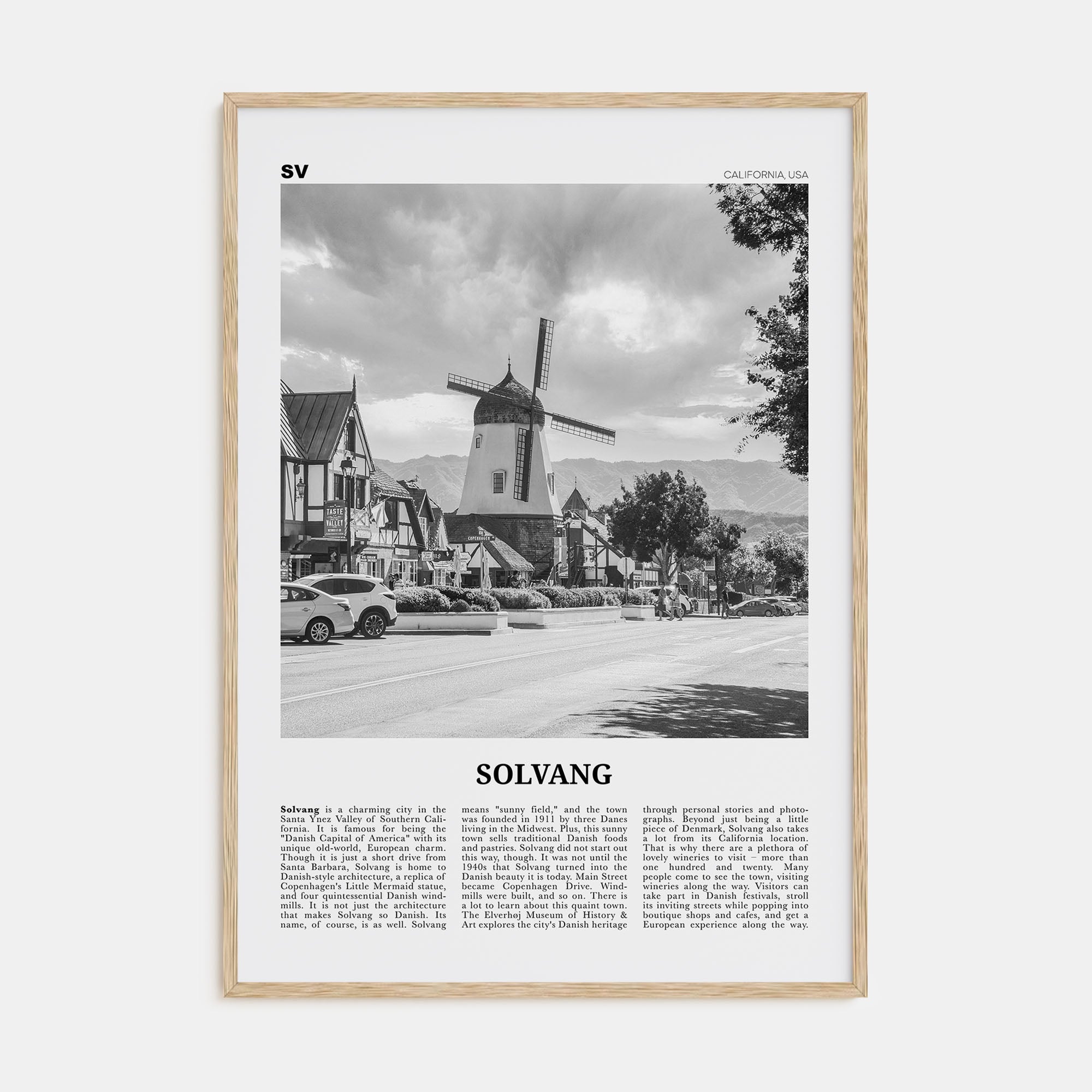 Solvang Travel B&W Poster