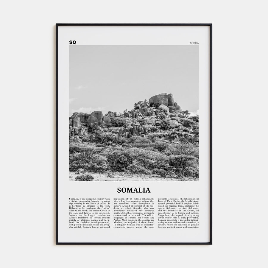 Somalia Travel B&W Poster