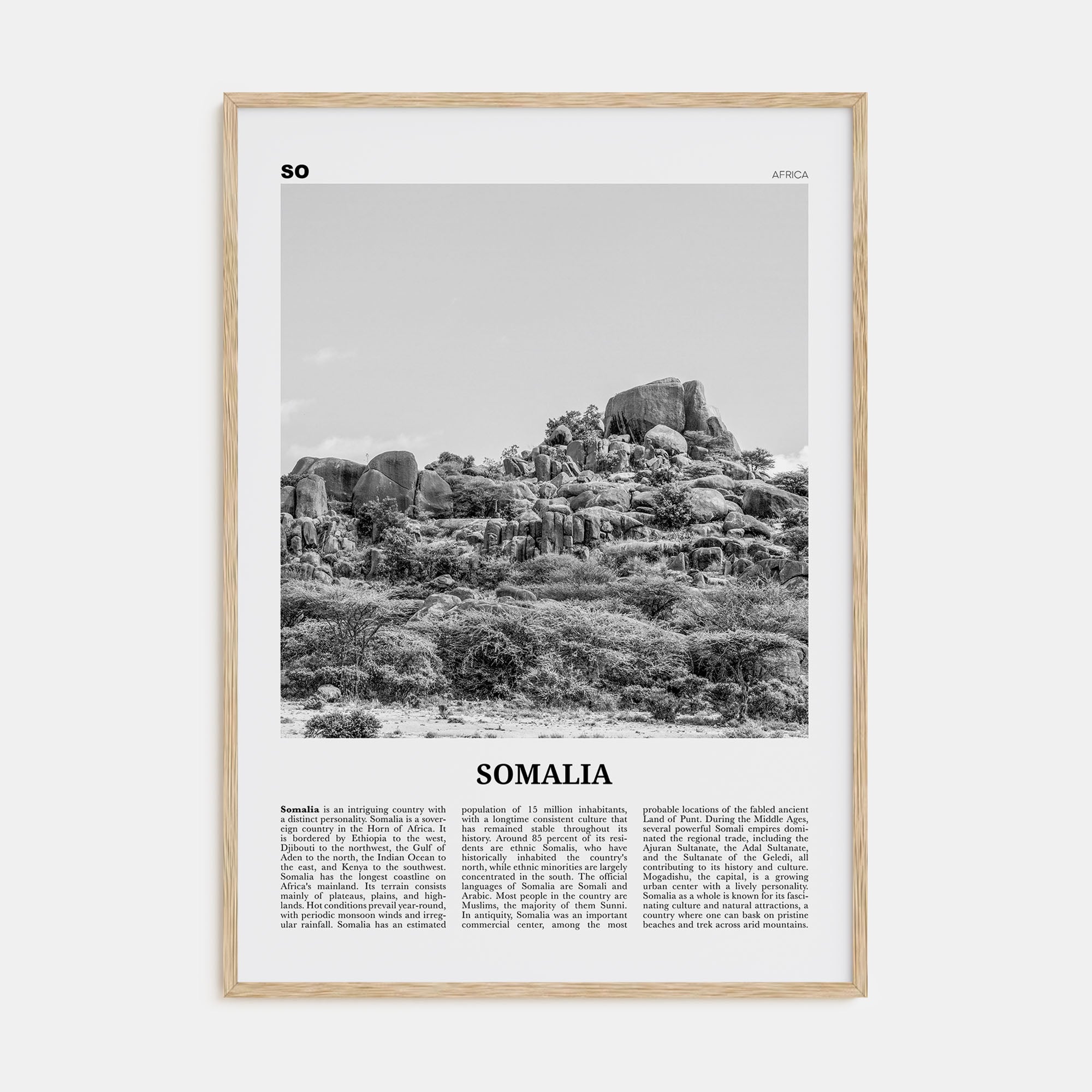 Somalia Travel B&W Poster