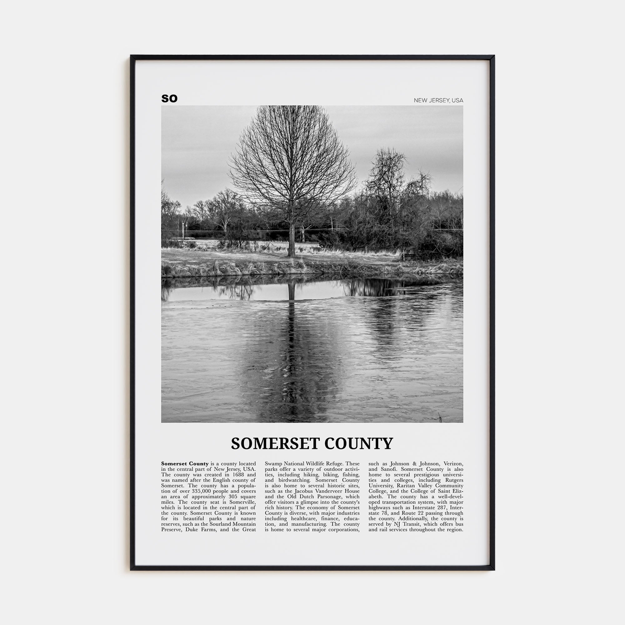 Somerset County Travel B&W Poster