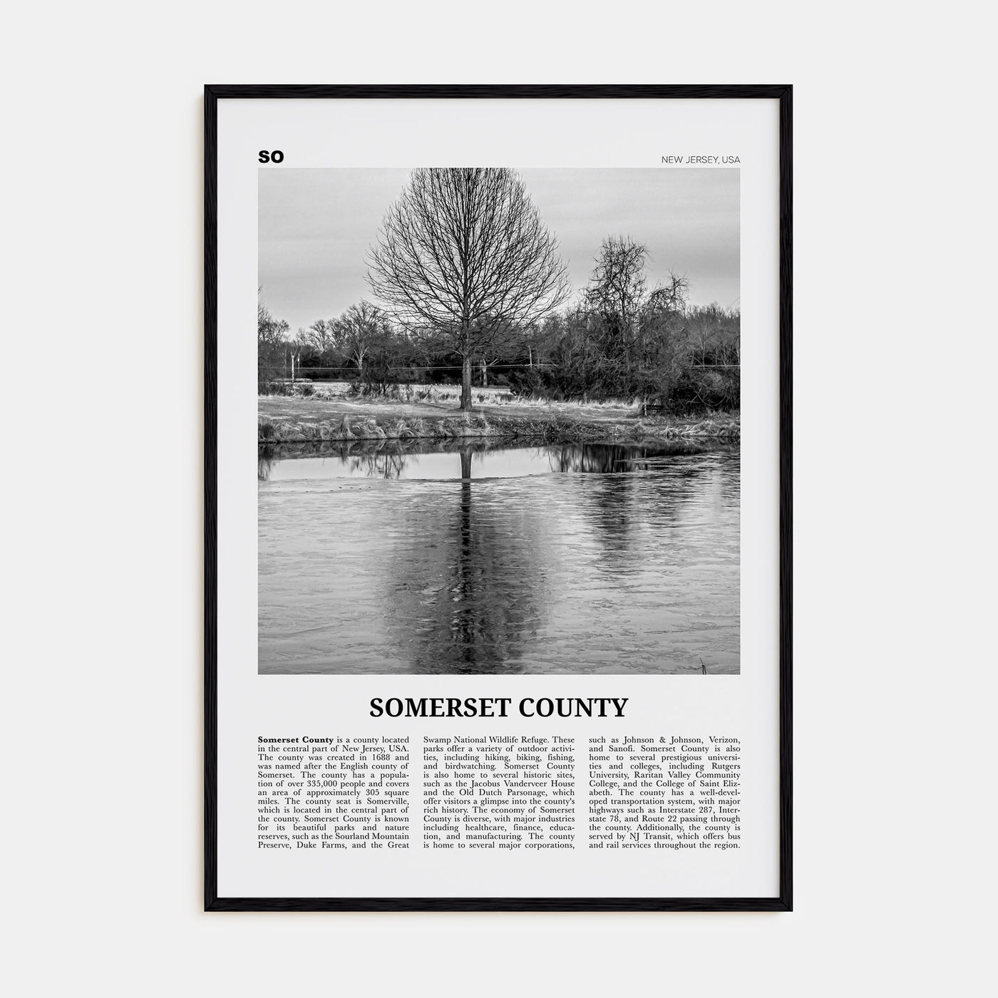 Somerset County Travel B&W Poster