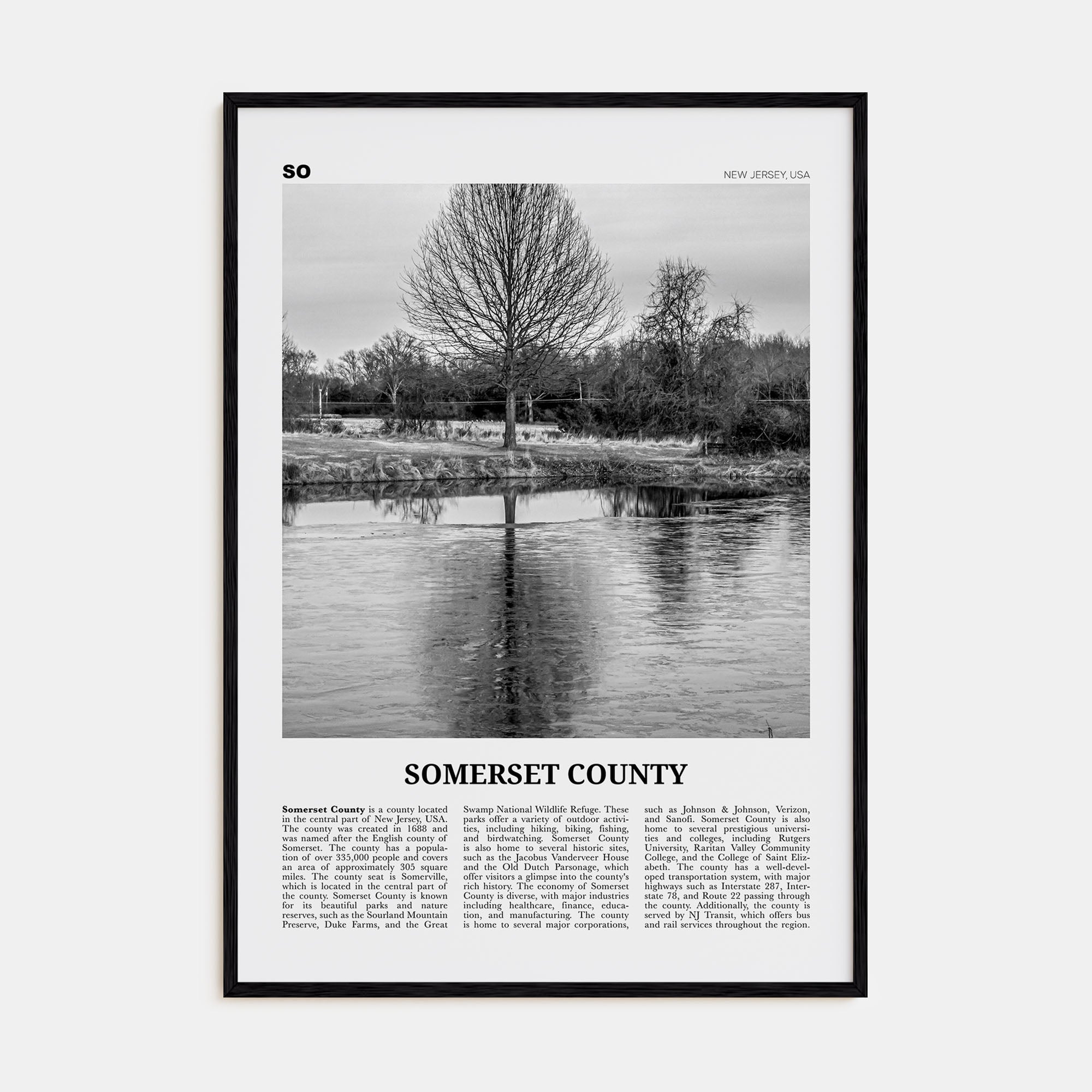 Somerset County Travel B&W Poster
