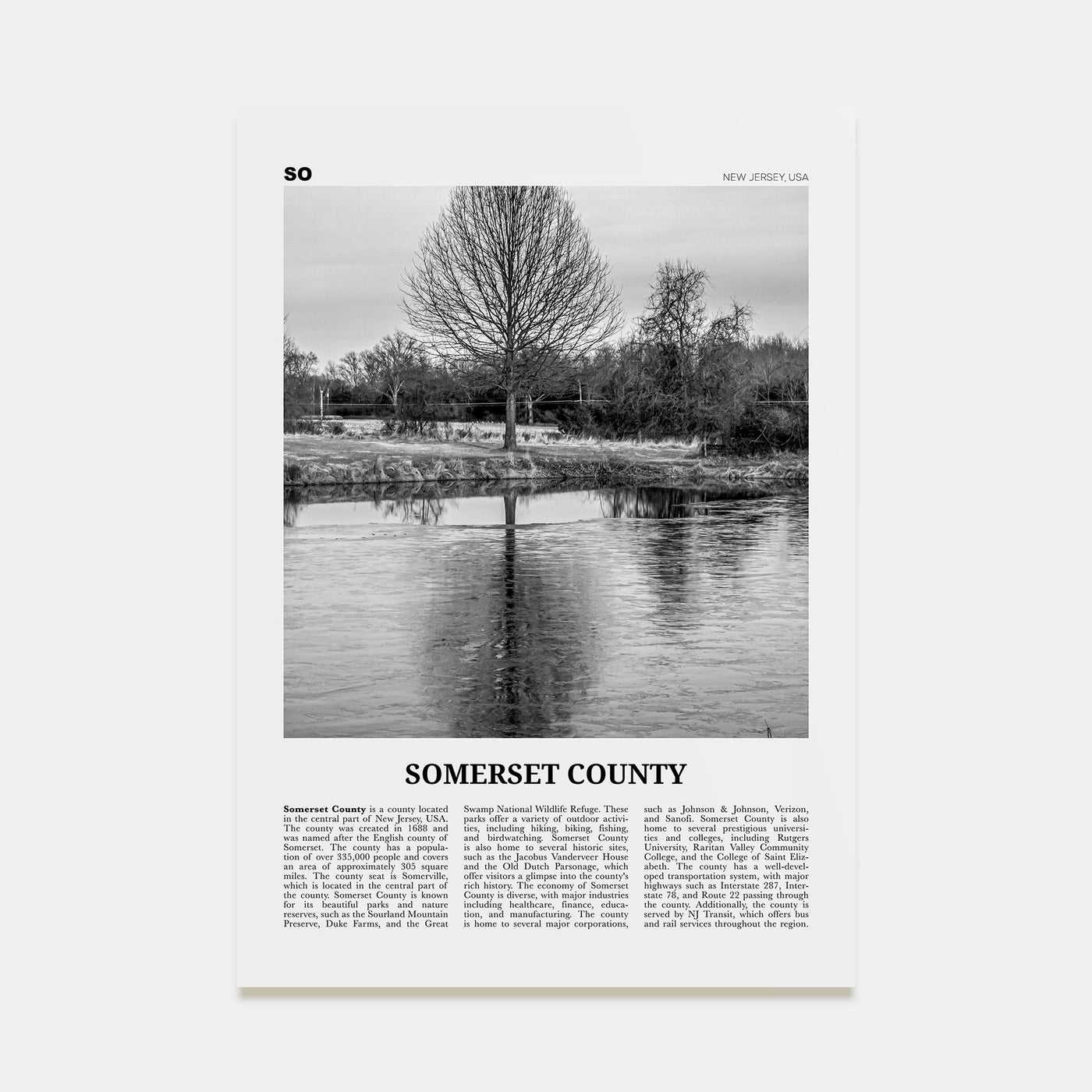 Somerset County Travel B&W Poster