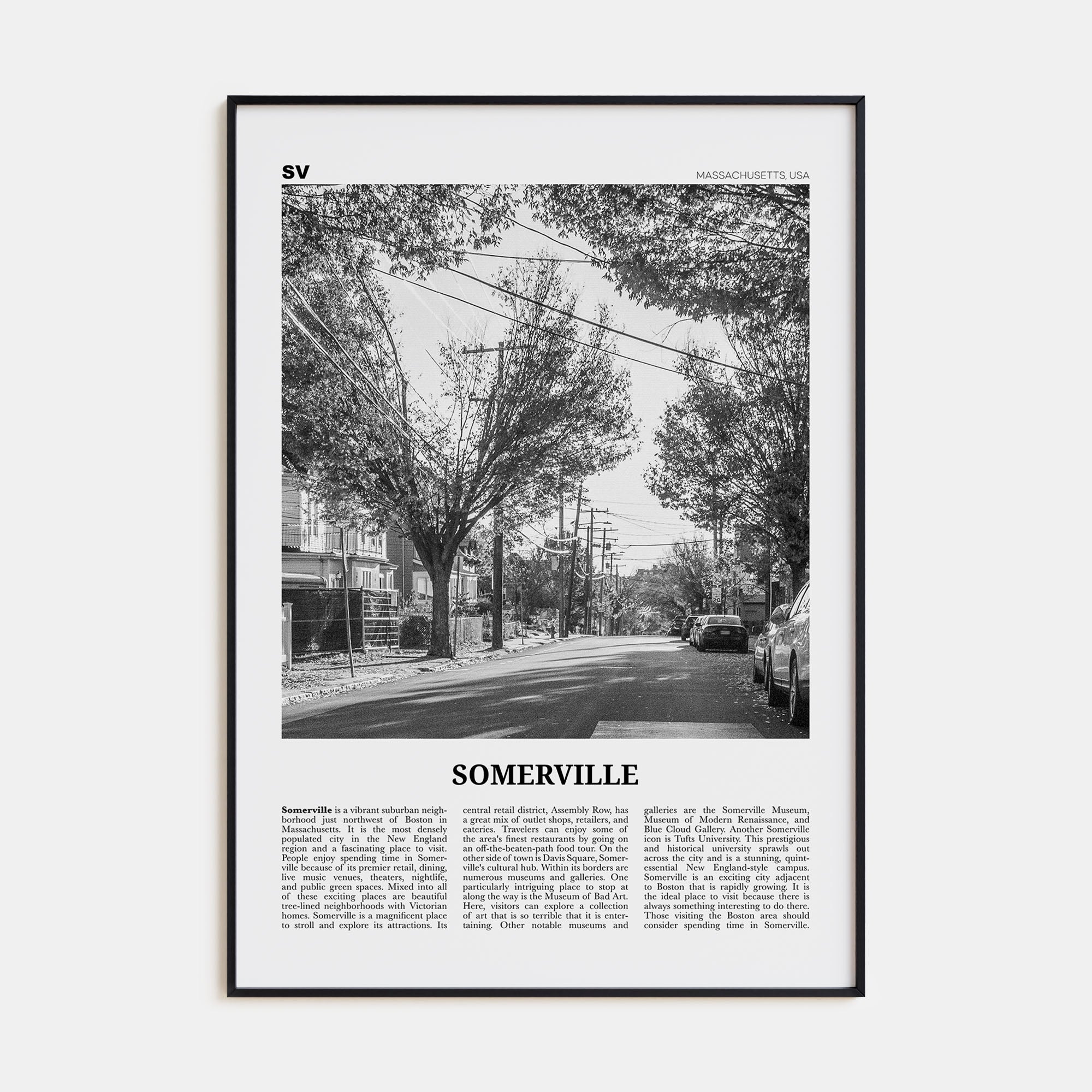 Somerville Travel B&W Poster