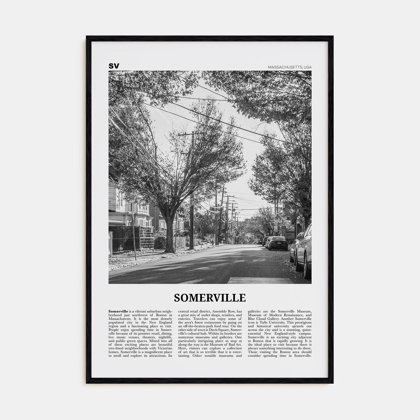 Somerville Travel B&W Poster