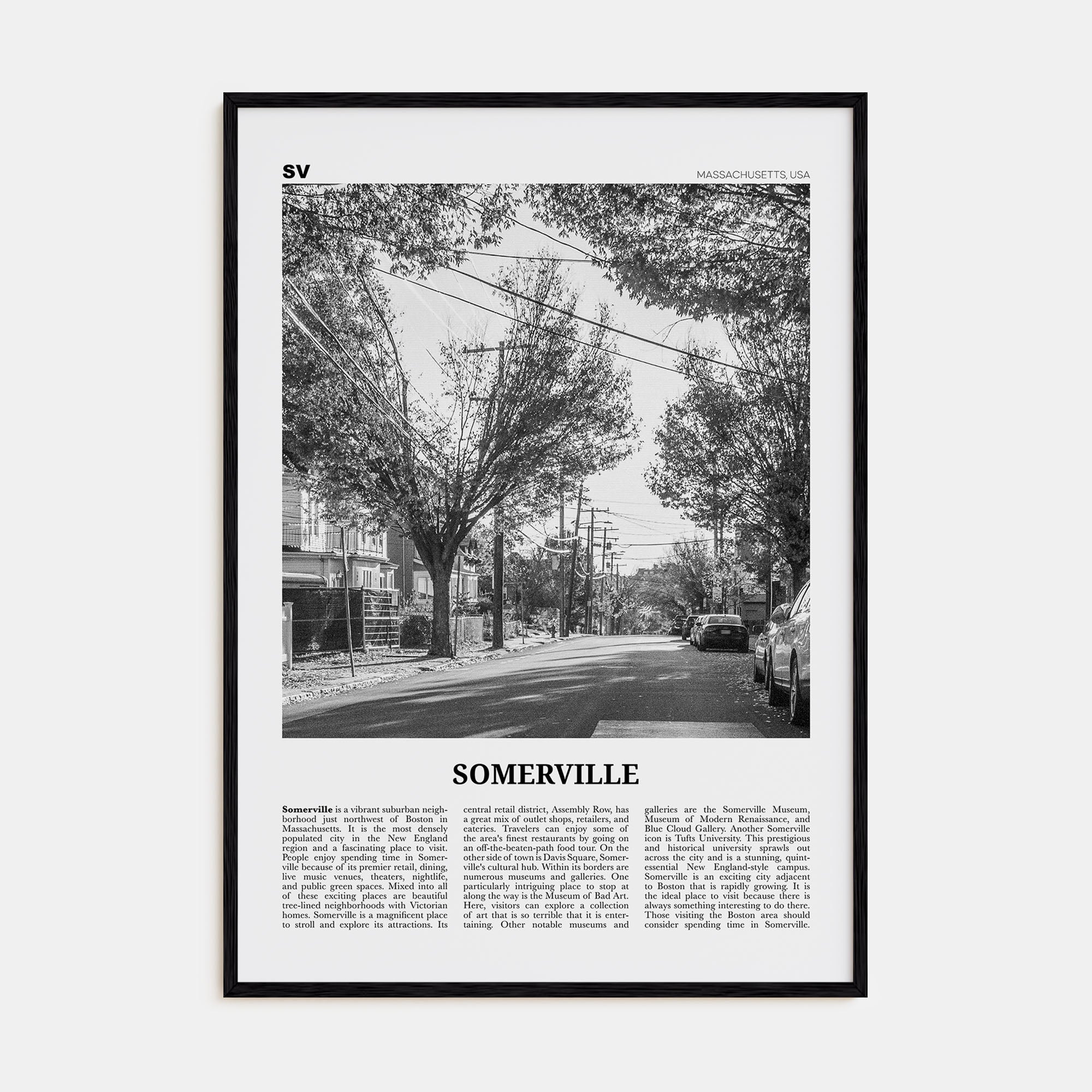 Somerville Travel B&W Poster
