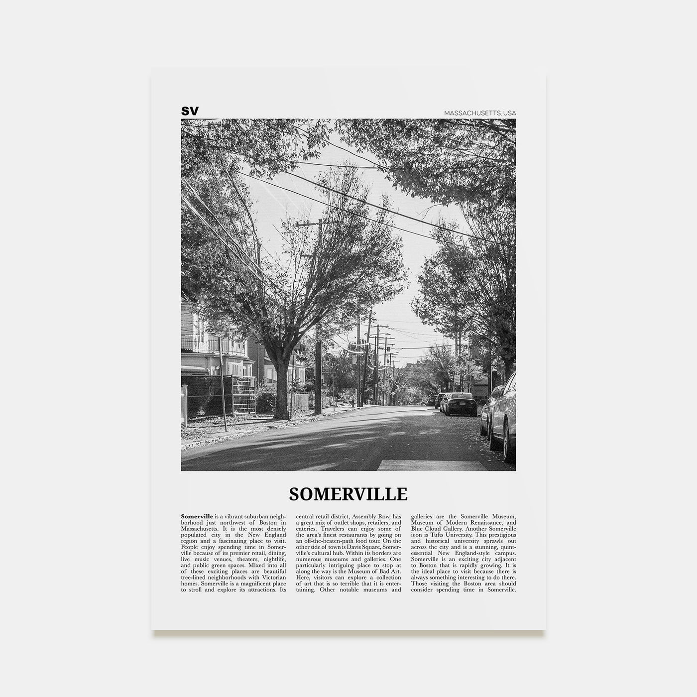 Somerville Travel B&W Poster