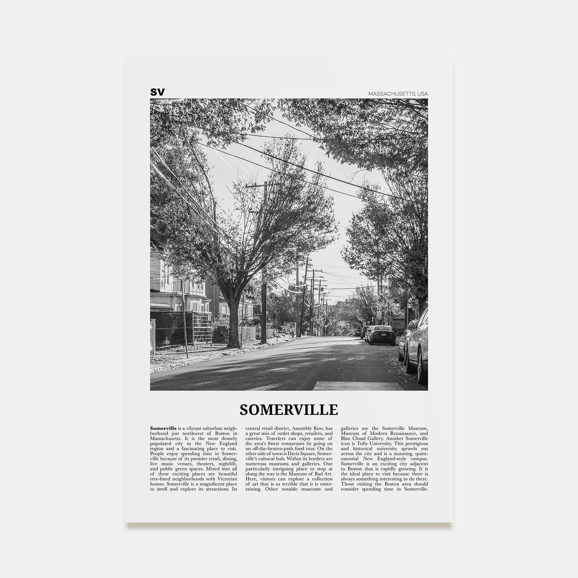 Somerville Travel B&W Poster